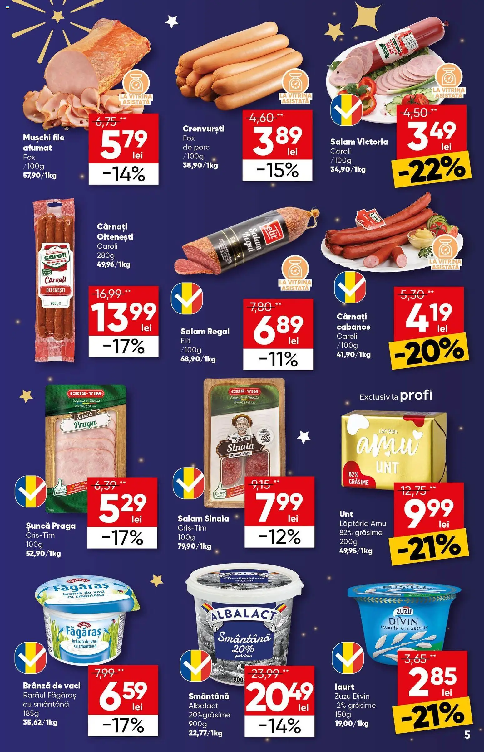 Noul catalog Profi – valabil de la 26.12.2025 | Pagină: 5 | Produse: Vitrină, Salam, Șuncă, Smântână