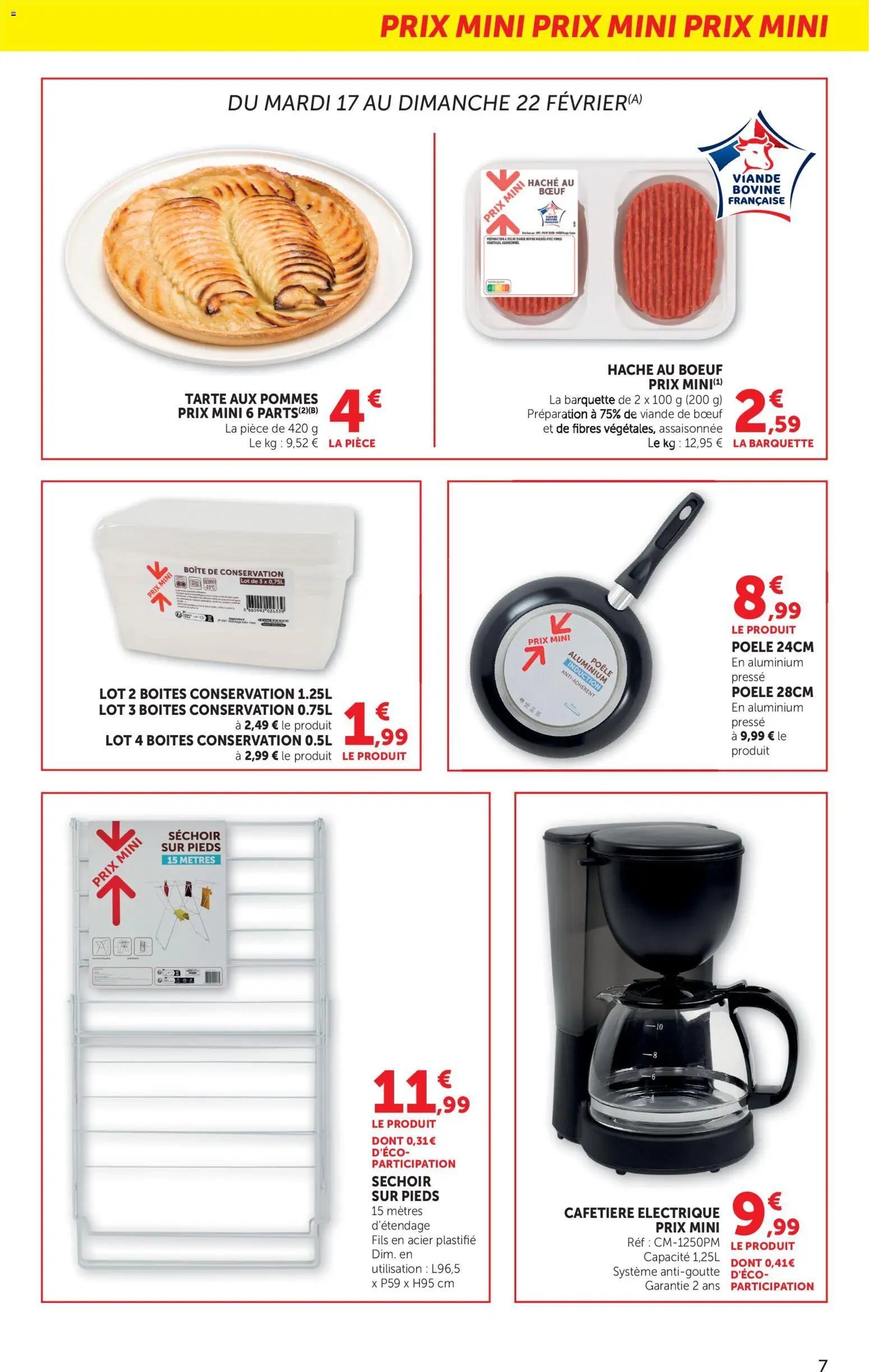 {H1} | Page: 7 | Produits: Cafetière, Séchoir, Viande, Tarte aux pommes