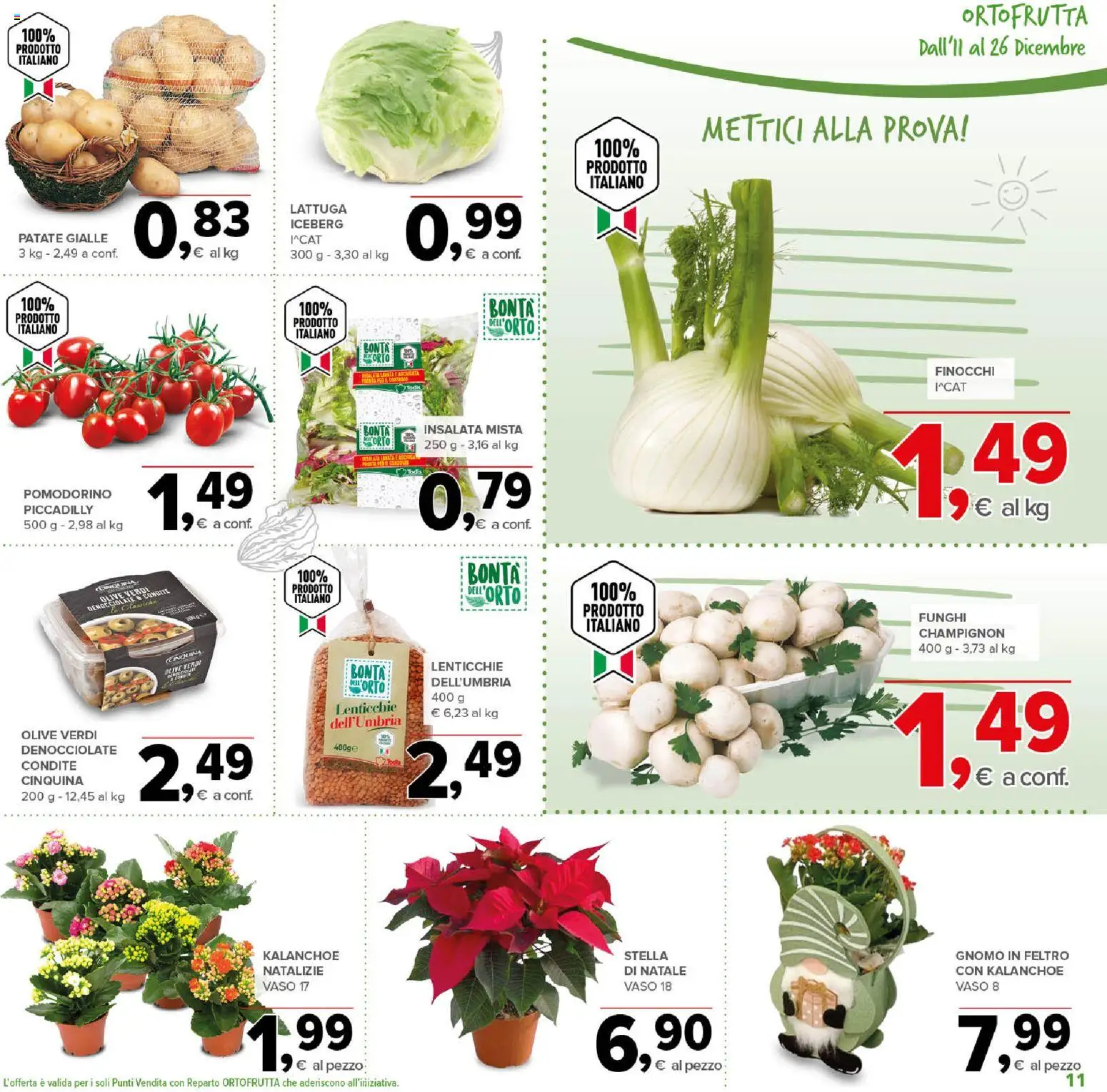 Volantino Todis del 11.12.2025 | Pagina: 11 | Prodotti: Olive, Funghi, Finocchi, Lattuga