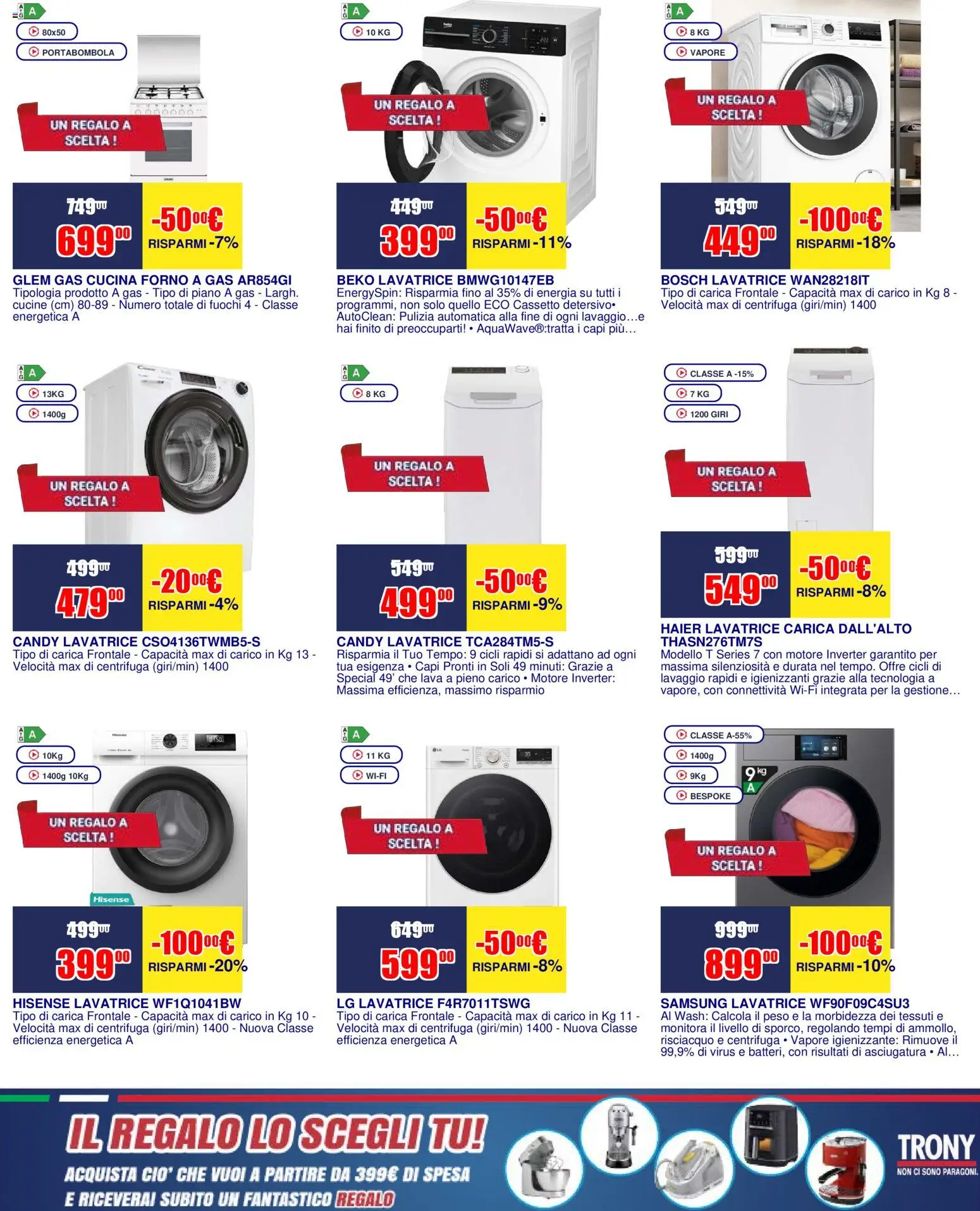 Volantino Trony del 16.04.2026 | Pagina: 2 | Prodotti: Cucine, Centrifuga, Forno, Samsung