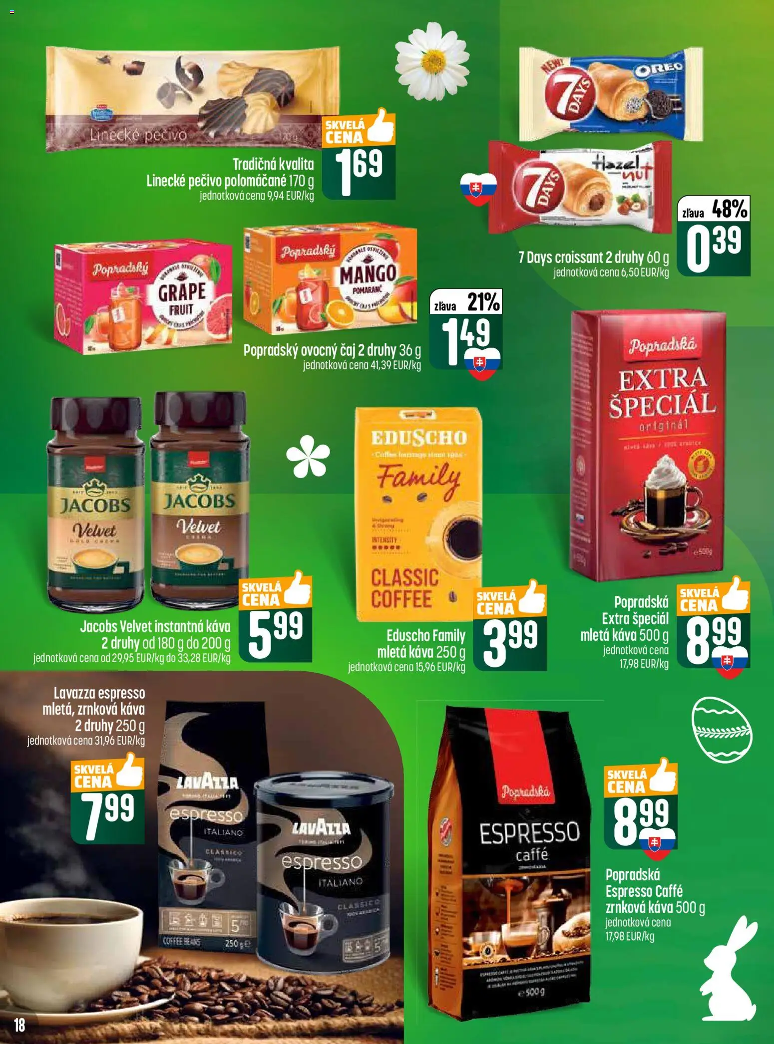 Nové COOP Jednota akcie – leták je platný od 26.03.2026 | Strana: 18 | Produkty: Jacobs Velvet, Croissant, Lavazza, Mango