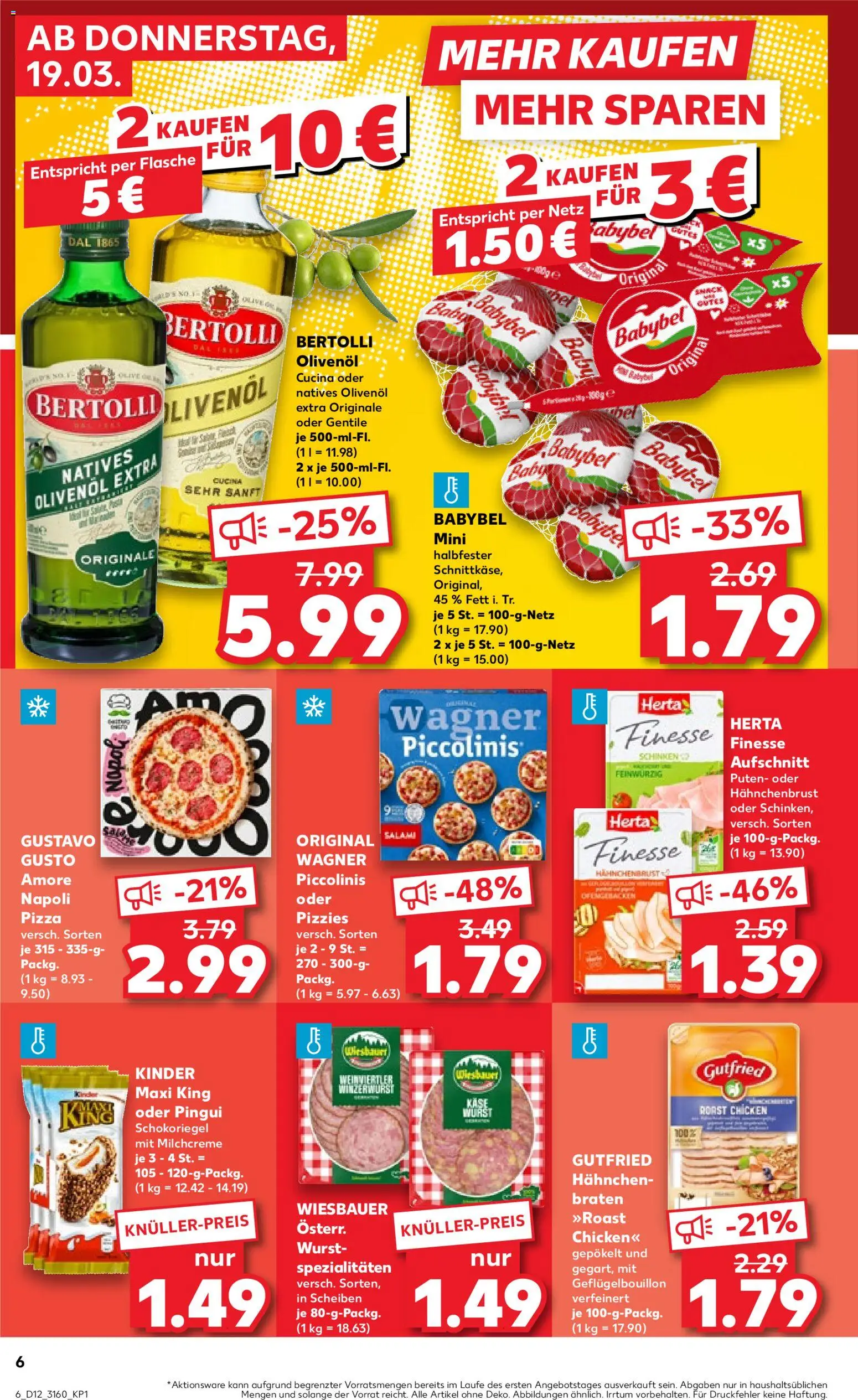 Kaufland Prospekt Potsdam	 – gültig ab 19.03.2026 | Seite: 6 | Produkte: Gustavo gusto, Olivenol, Piccolinis, Pizza