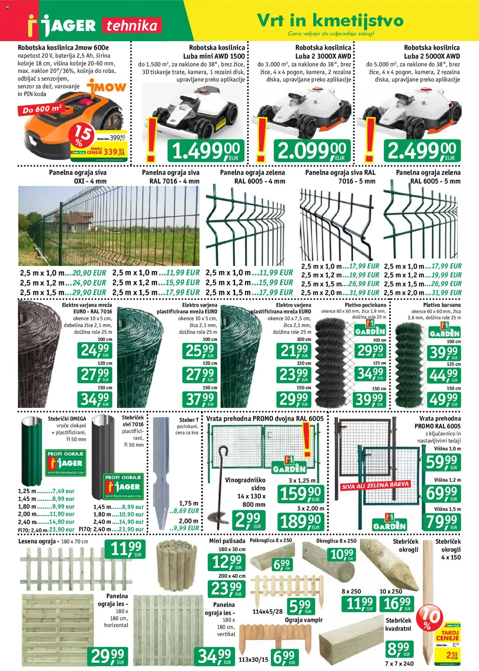 Novi Jager katalog ponudbe – veljaven od 25.02.2026 | Stran: 7 | Izdelki: Baterija, Kosilnica, Robotska kosilnica, Vrata