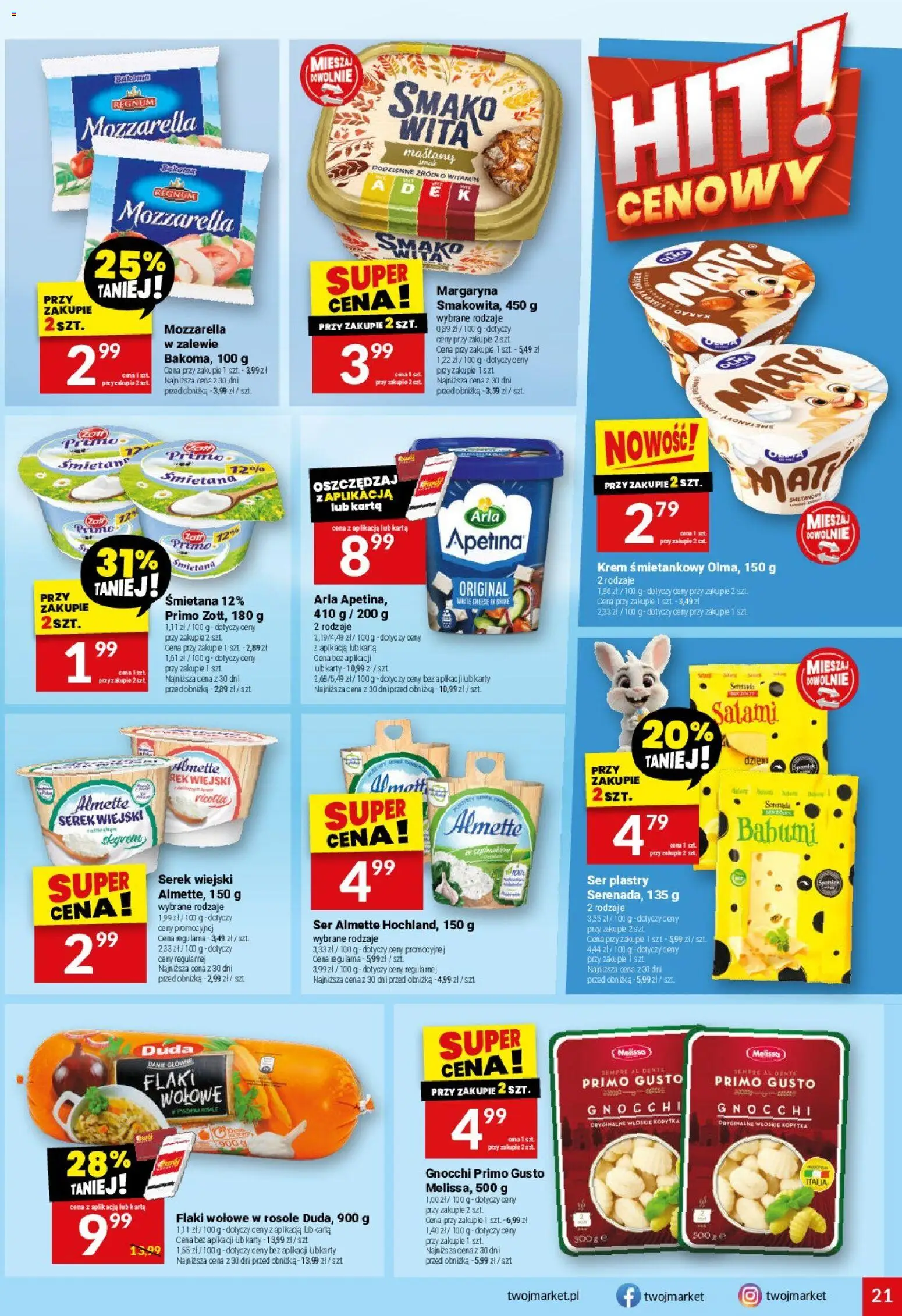 Twój Market gazetka od 11.03.2026 | Strona: 21 | Produkty: Serek, Margaryna, Salami, Flaki wołowe