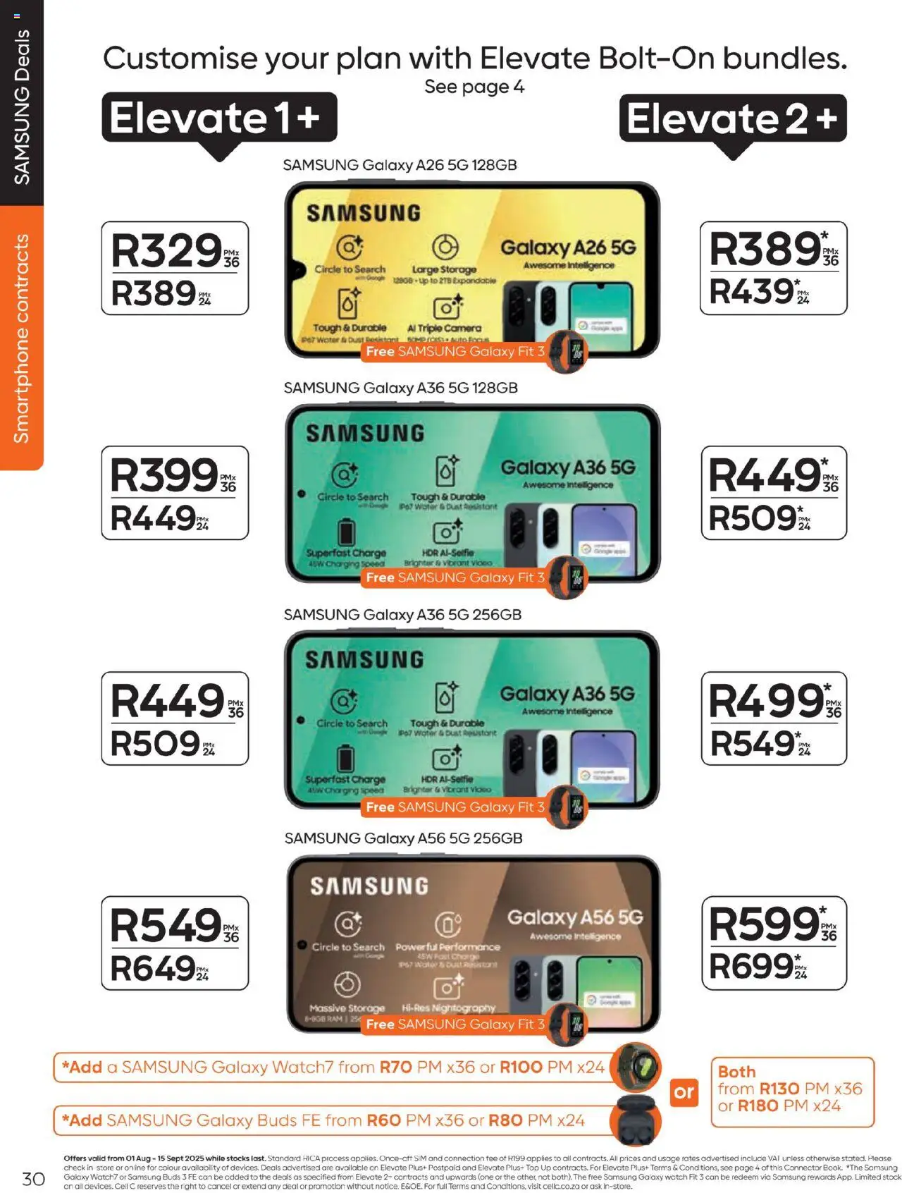 Cell C - Contract Deals │ valid from 01.08.2025 | Page: 30 | Products: Sim, Camera, Connector, Stock