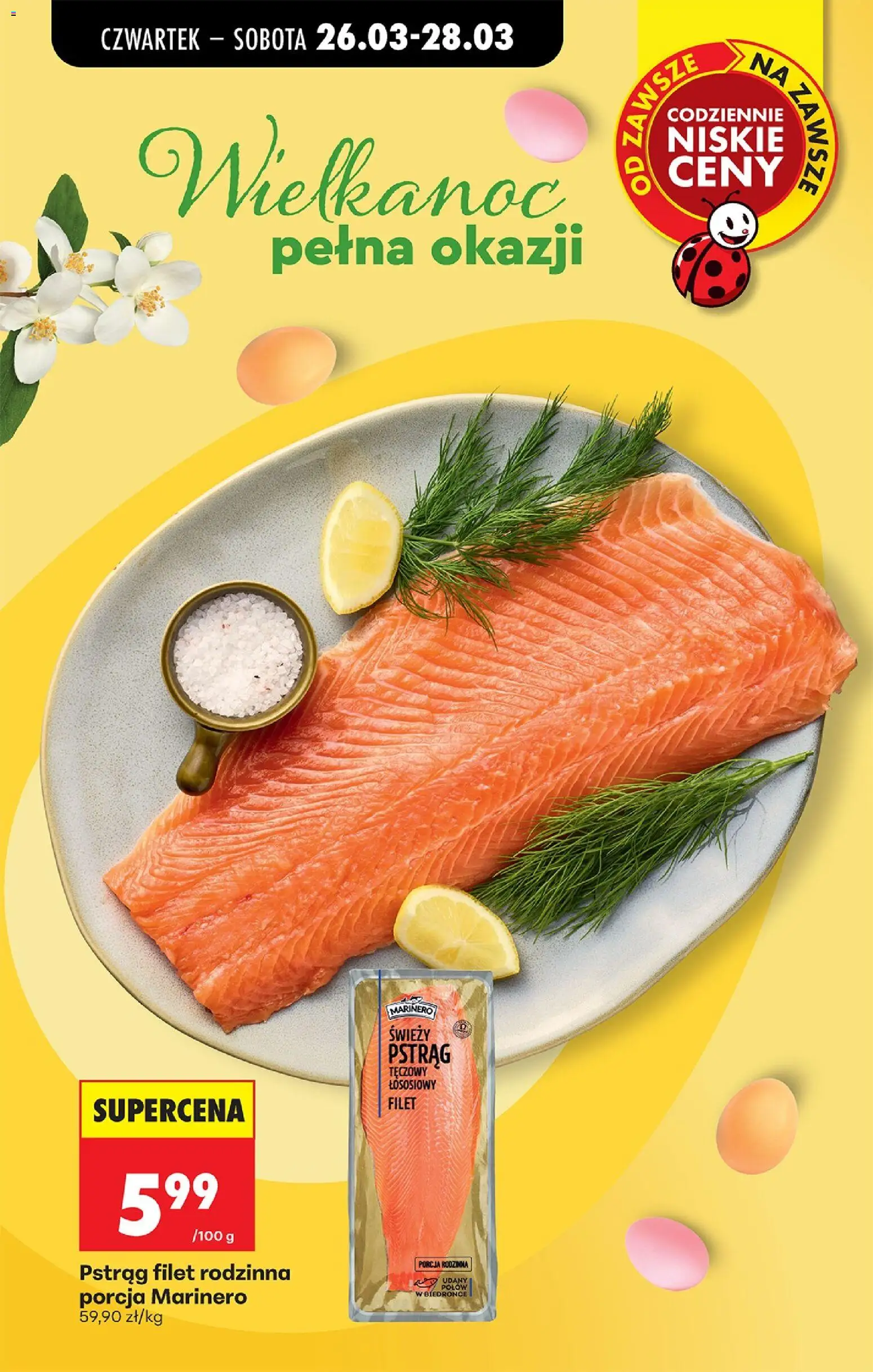 Biedronka gazetka od czwartku od 26.03.2026 | Strona: 36 | Produkty: Pstrąg tęczowy, Świeży pstrąg, Pstrąg