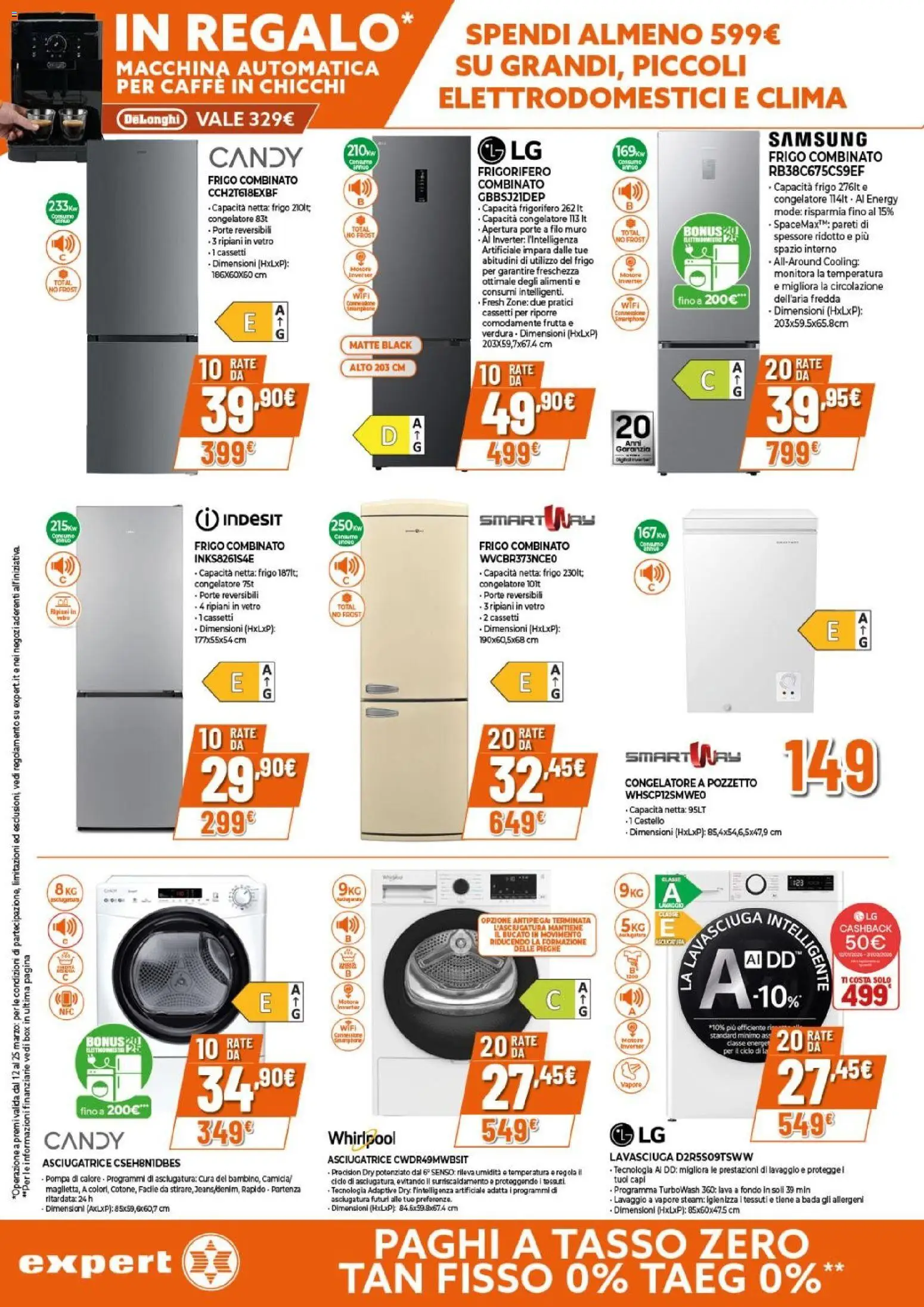 Volantino Expert del 12.03.2026 | Pagina: 6 | Prodotti: Caffè, Frigorifero, Congelatore, Congelatore a pozzetto