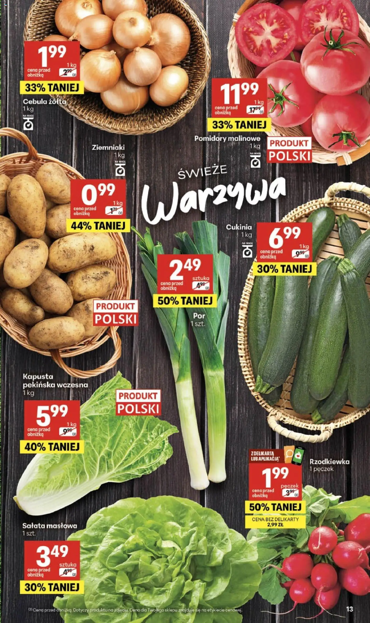 Delikatesy Centrum gazetka od 30.04.2026 | Strona: 13 | Produkty: Cukinia, Pomidory, Ziemniaki, Warzywa