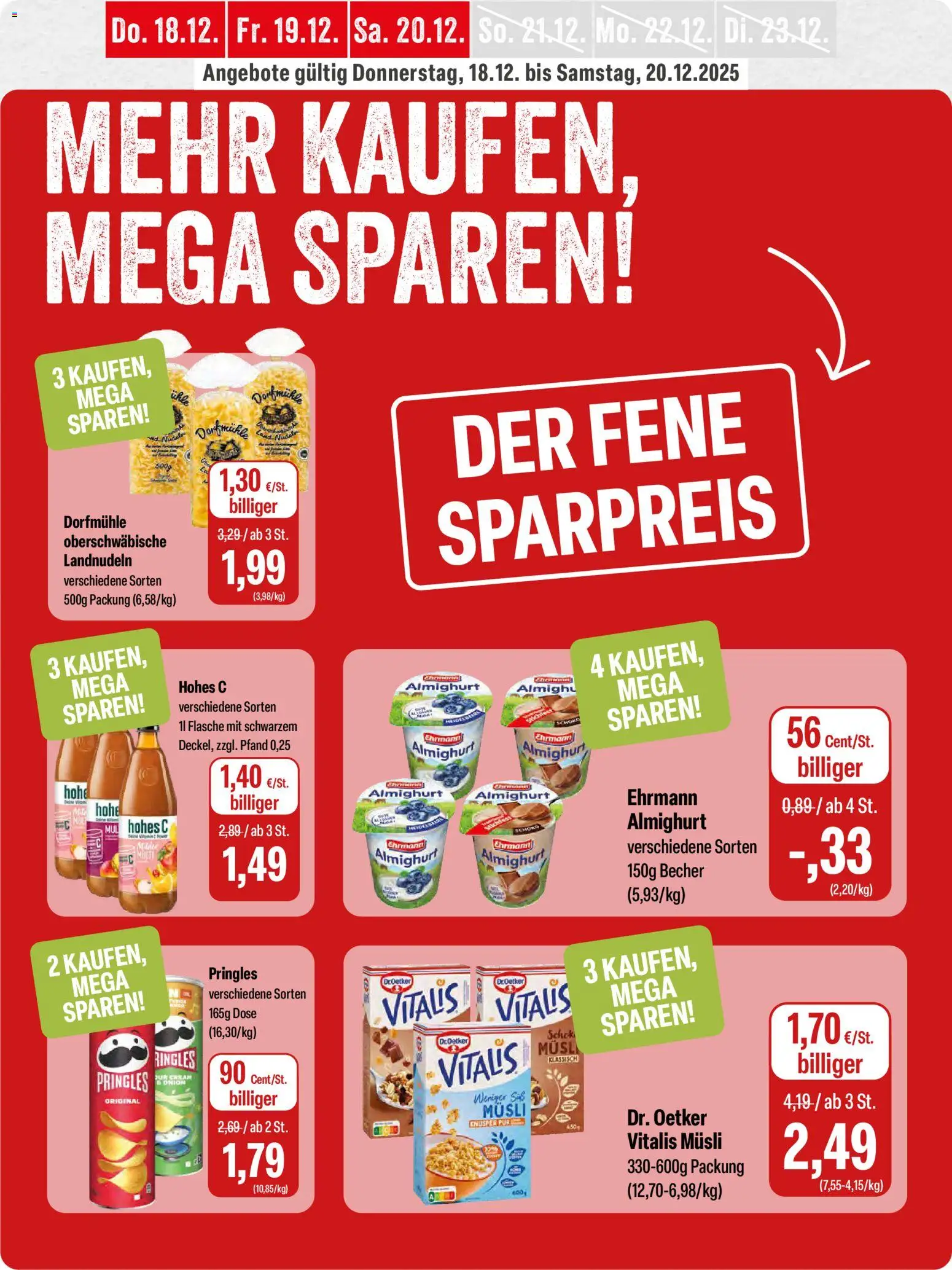 Feneberg Angebote – gültig ab 18.12.2025 | Seite: 10 | Produkte: Musli, Ehrmann almighurt, Hohes c, Pringles