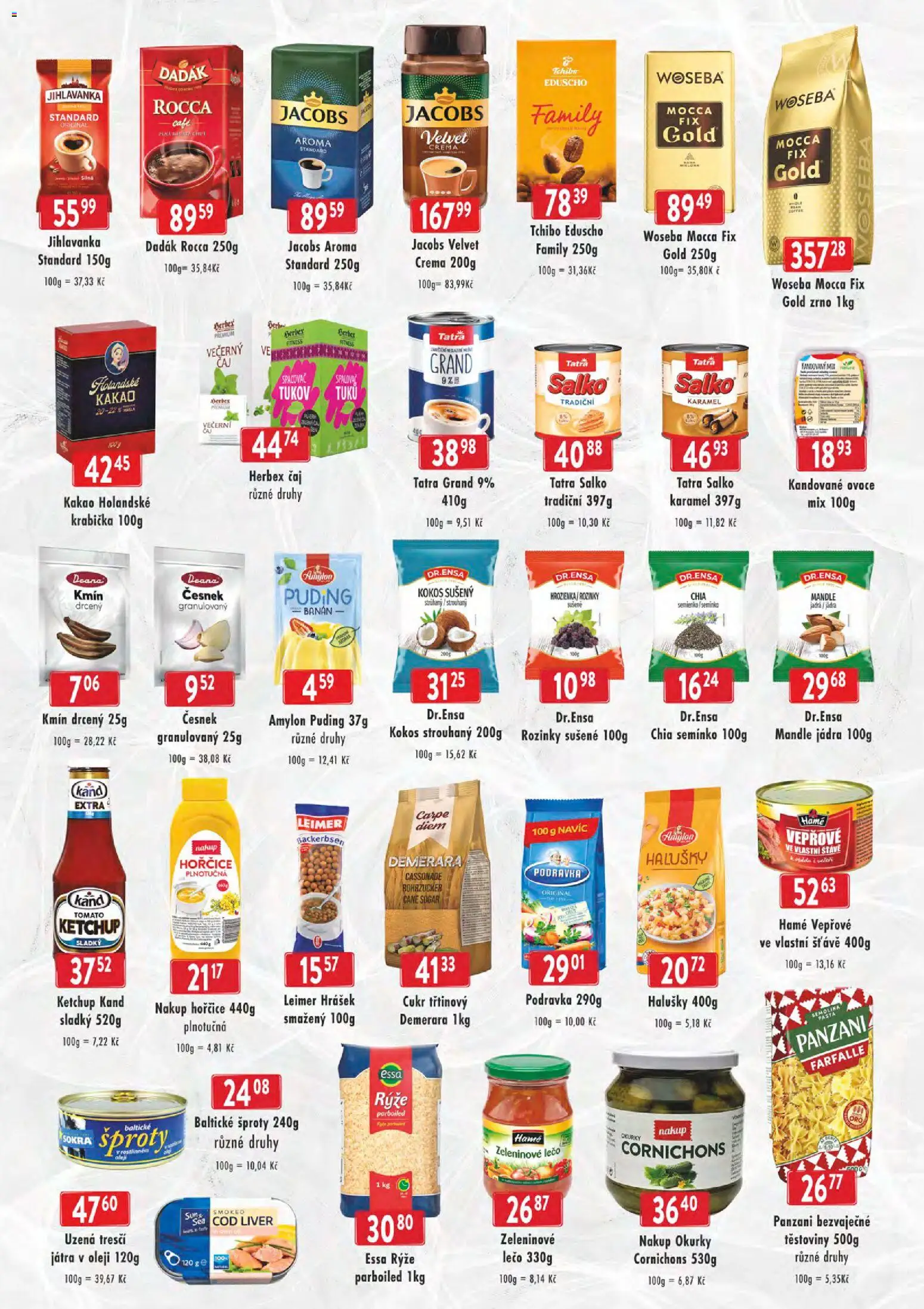 Astur & Qanto leták - cash&carry Jeseník, Krnov od 11.03.2026 | Strana: 4 | Produkty: Těstoviny, Okurky, Puding, Mandle