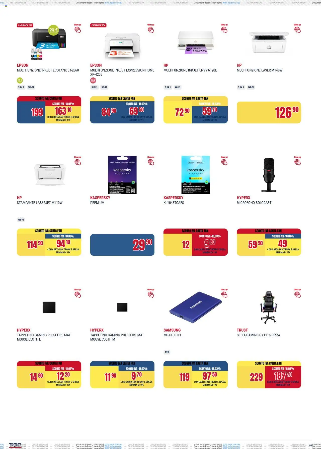 Volantino Trony del 02.10.2025 | Pagina: 6 | Prodotti: The, Mouse, Microfono, Samsung