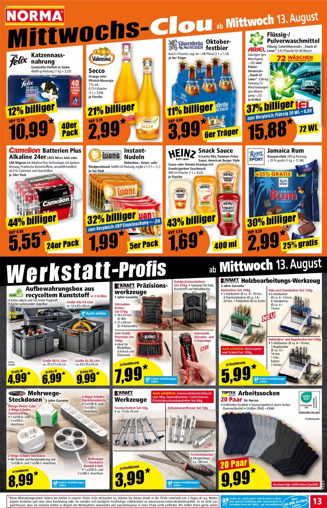 Norma Prospekt 	 - gültig ab dem 11.08.2025 | Seite: 13 | Produkte: Lenor, Rum, Burger, Ketchup