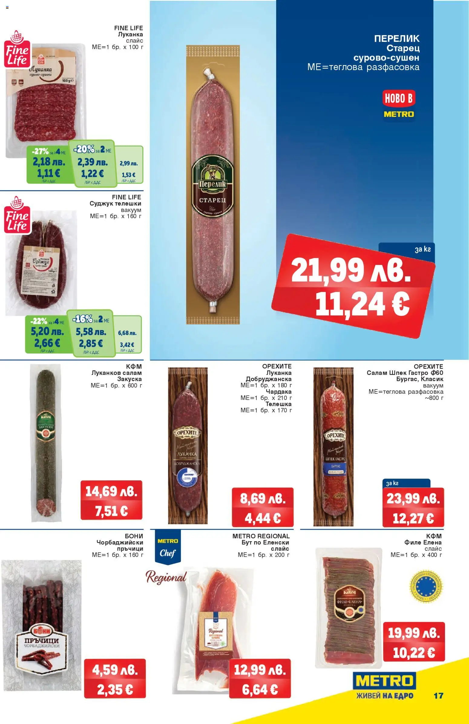 {H1} | Страница: 17 | Продукти: Салам, Филе, Суджук