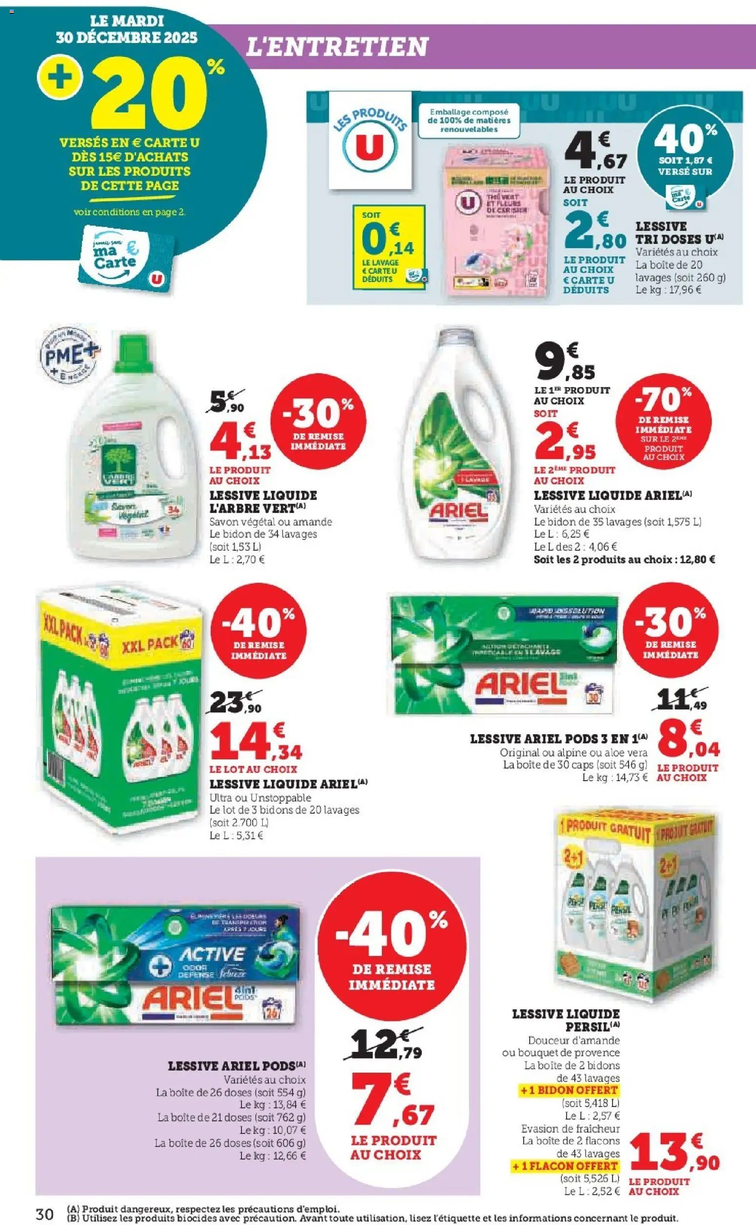 {H1} | Page: 30 | Produits: Lessive Ariel, Savon, Lessive, Thé