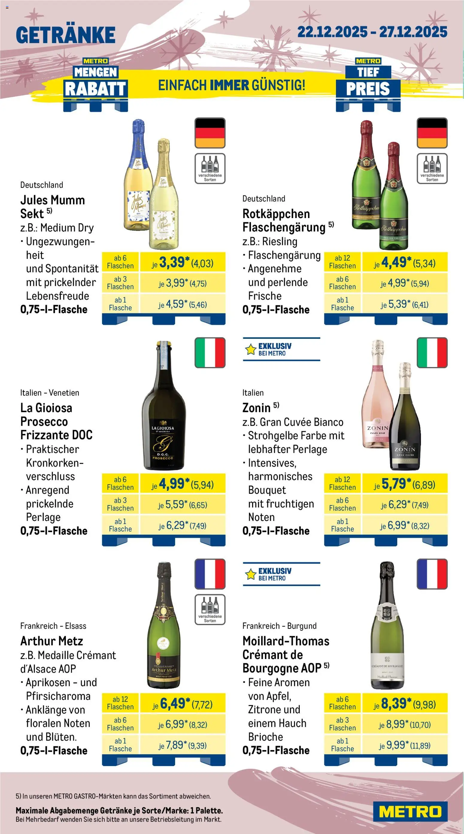 Metro - Wochen-Angebote Gastro – gültig ab 22.12.2025 | Seite: 18 | Produkte: Sekt, Prosecco, Zitrone, Rotkäppchen