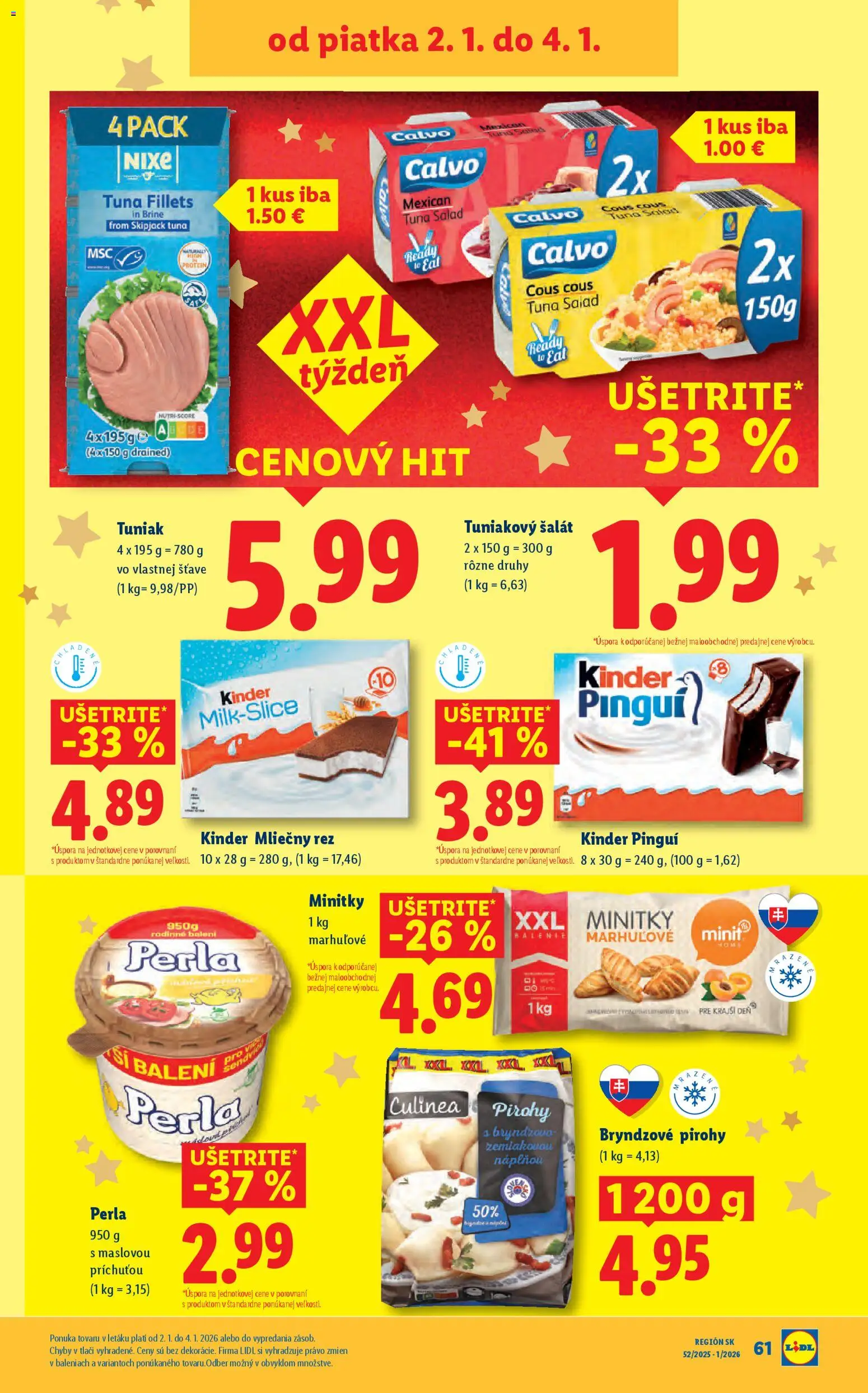 Nové Lidl akcie – leták je platný od 27.12.2025 | Strana: 73 | Produkty: Pirohy, Protein, Kinder, Šalát