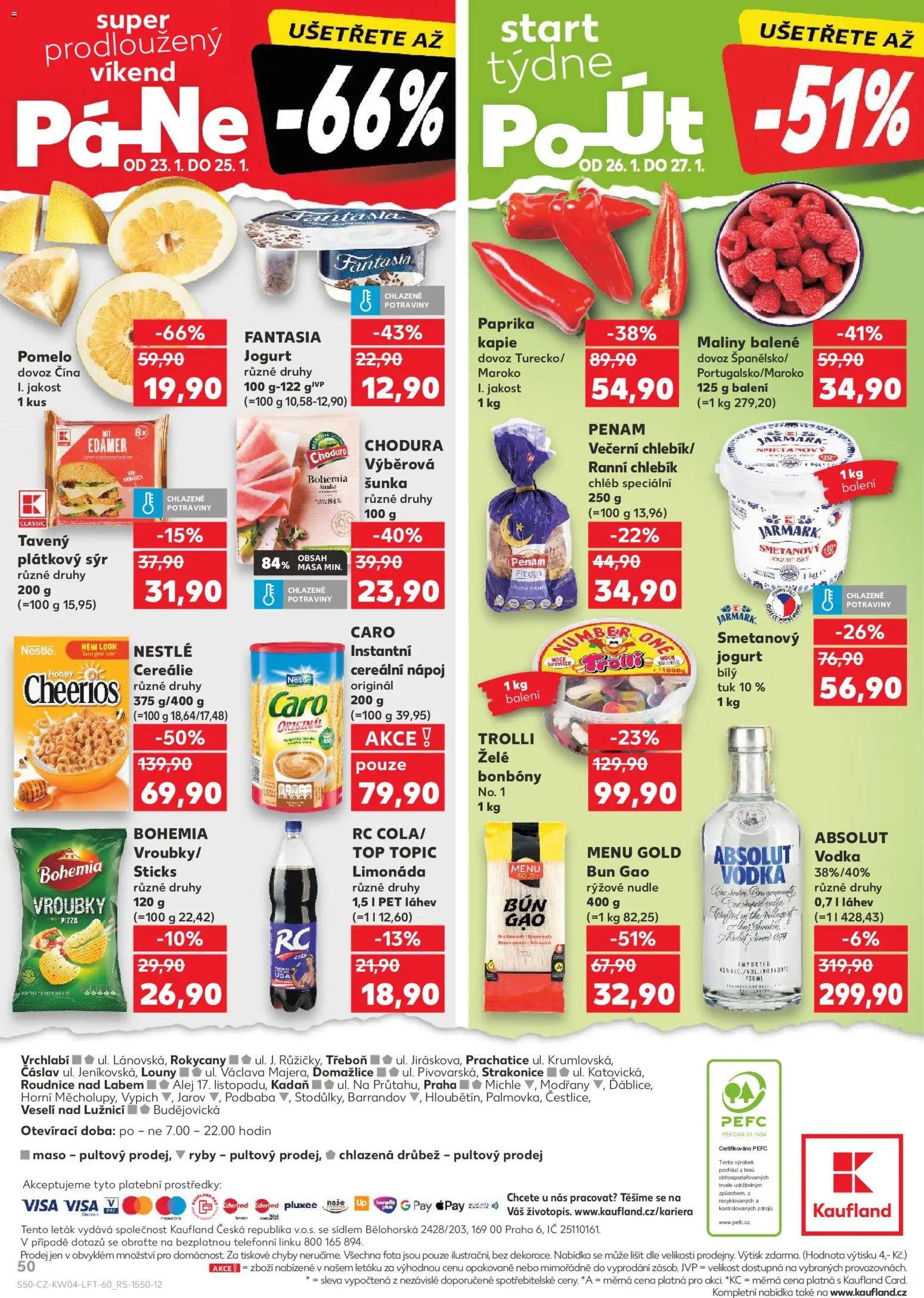 Kaufland leták - Praha 8 od 21.01.2026 | Strana: 50 | Produkty: Jogurt, Ryby, Potraviny, Absolut vodka