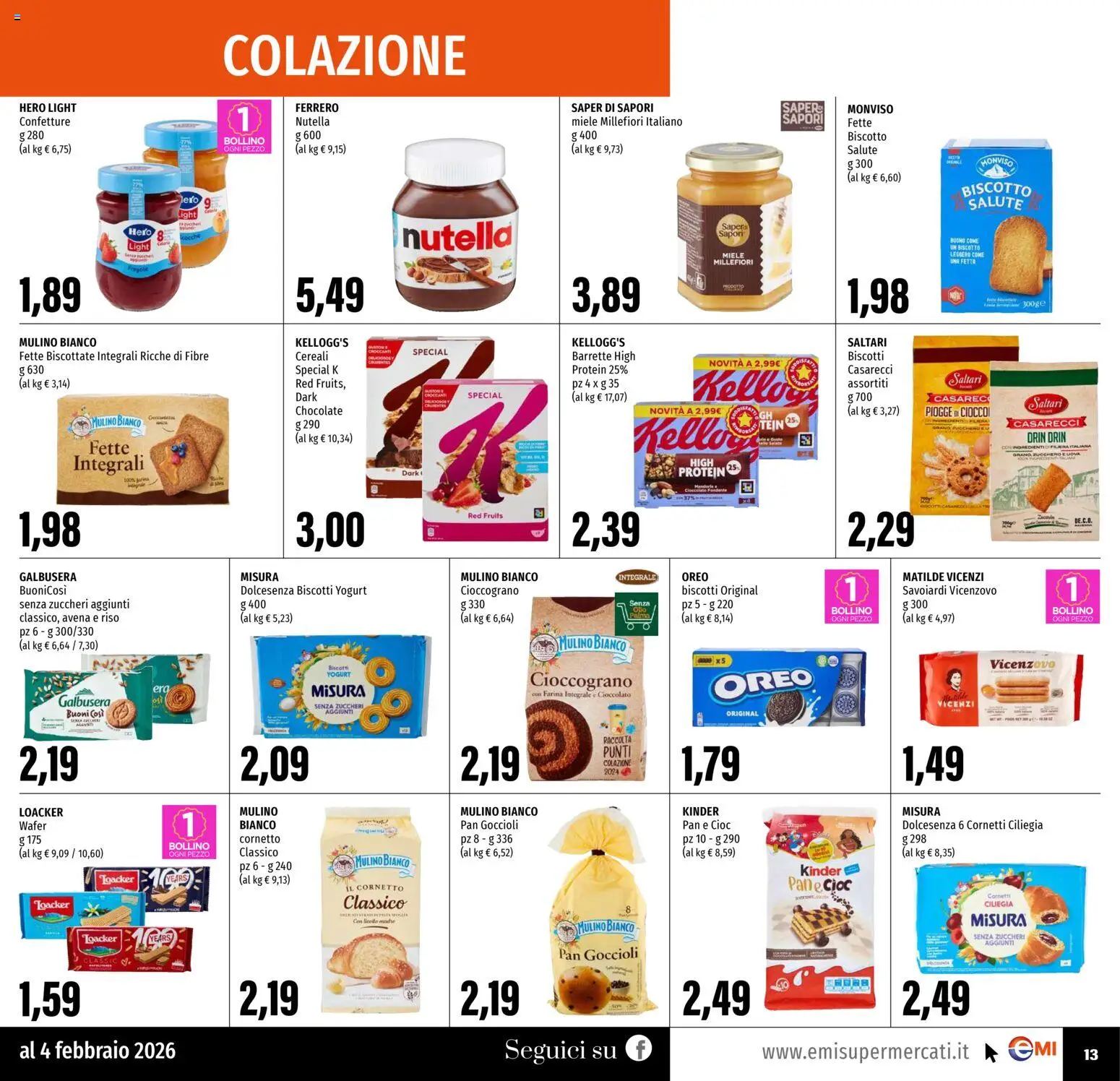 Volantino EMI del 22.01.2026 | Pagina: 13 | Prodotti: Yogurt, Uova, Pane, Farina