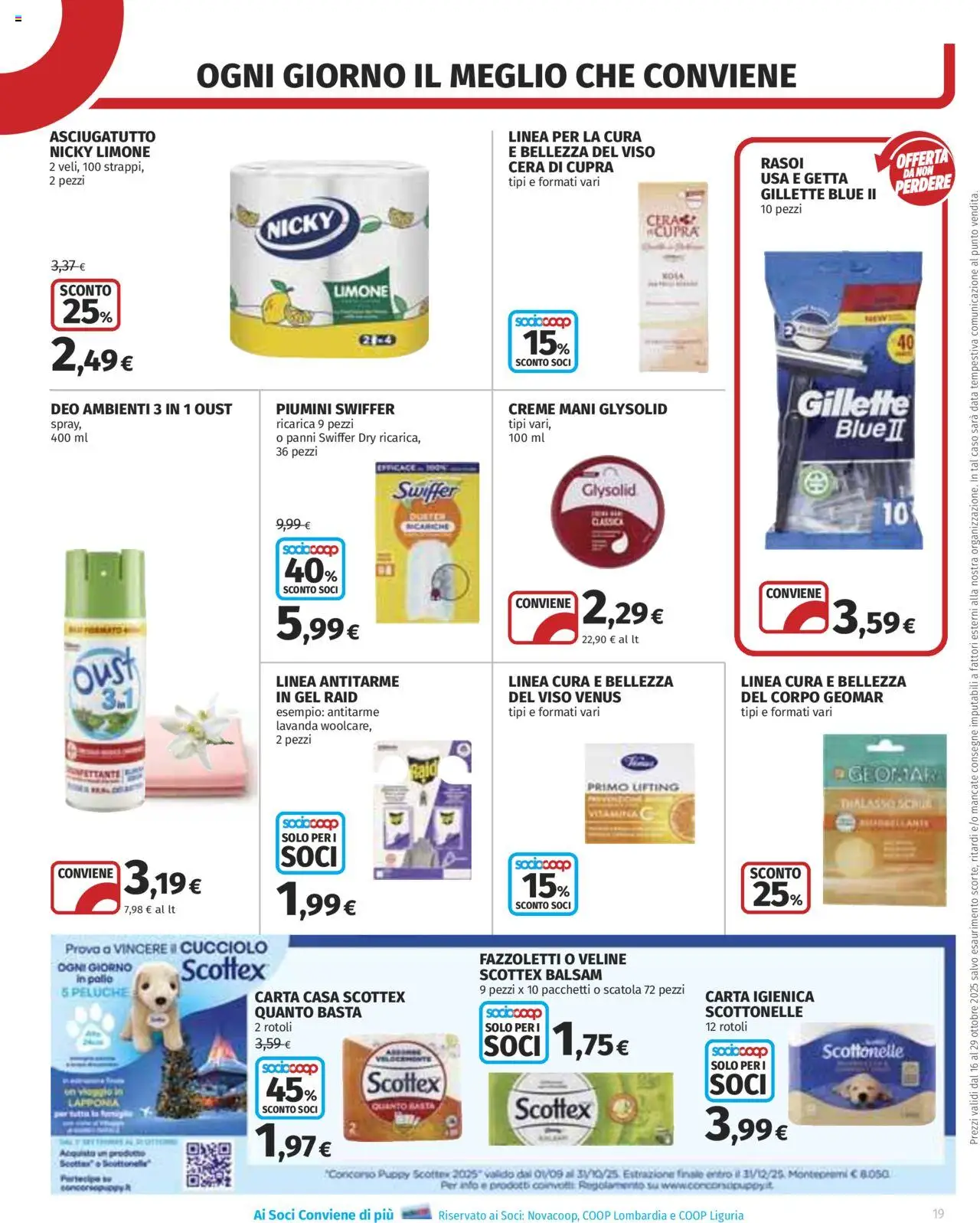 Volantino COOP del 16.10.2025 | Pagina: 19 | Prodotti: Fazzoletti, Data, Asciugatutto, Scatola