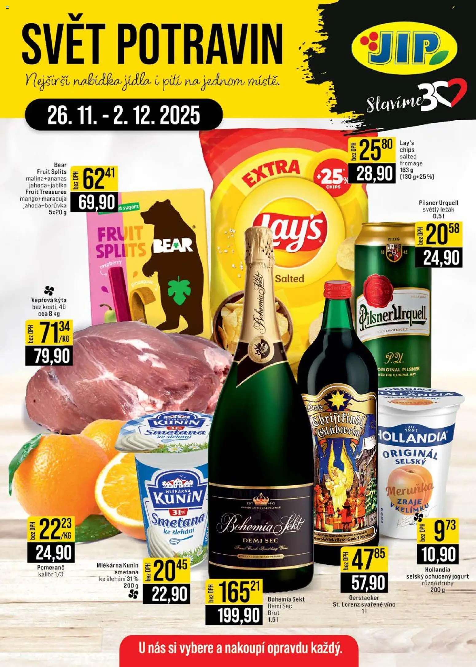 Jip leták - Cash & Carry od 26.11.2025 | Strana: 1 | Produkty: Jogurt, Svařené víno, Smetana, Pilsner