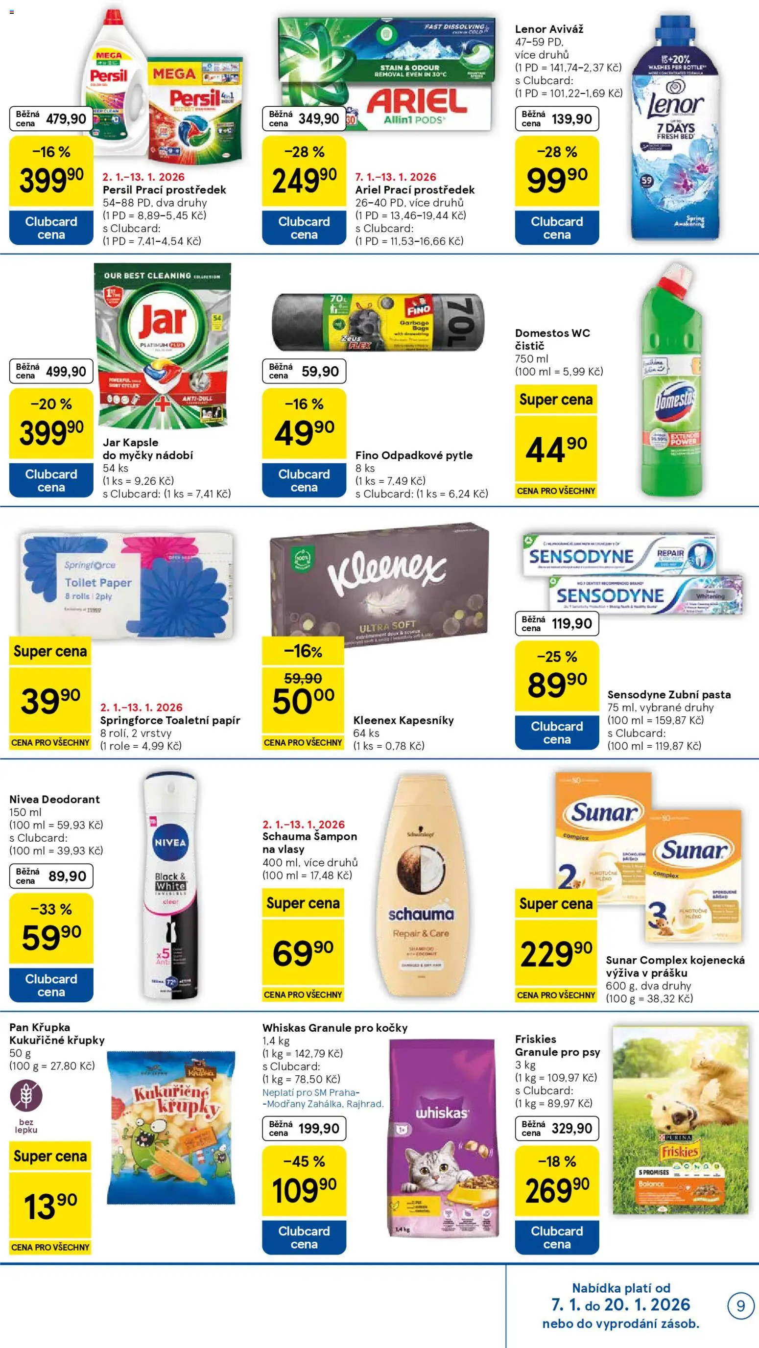 Tesco leták - Supermarket od 07.01.2026 | Strana: 9 | Produkty: Aviváž, Jar kapsle, Kapsle do myčky, Wc