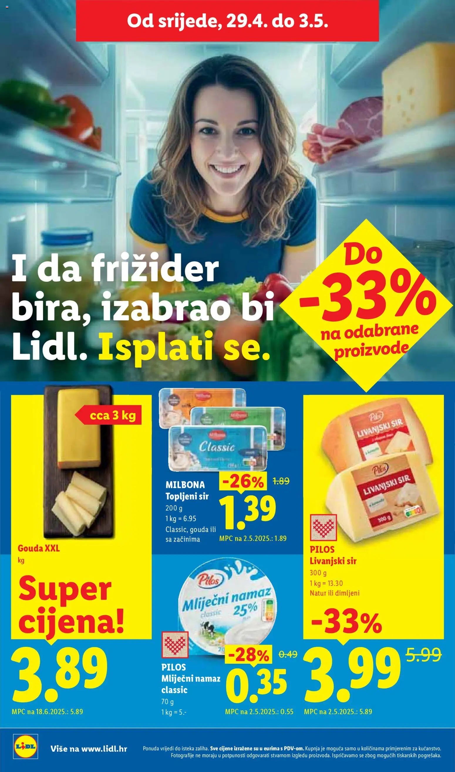 Lidl katalog | vrijedi od 27.04.2026 | Stranica: 50 | Proizvodi: Mliječni namaz, Sir, Gouda, Namaz