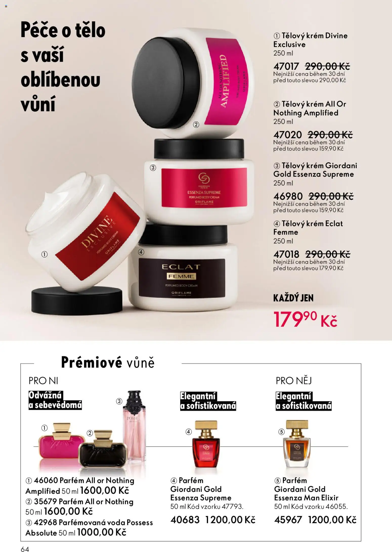 Oriflame katalog č.15/2025 od 22.10.2025 | Strana: 64 | Produkty: Tělový krém, Voda, Krém, Parfém