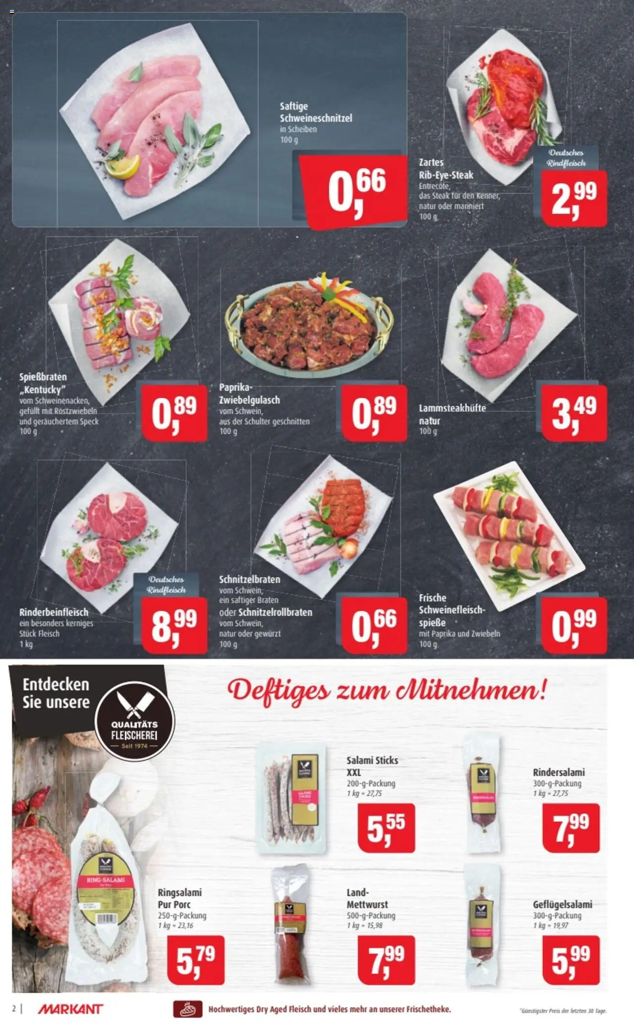 Markant Prospekt 	 – gültig ab 08.09.2025 | Seite: 2 | Produkte: Paprika, Schweinefleisch, Rindfleisch, Steak