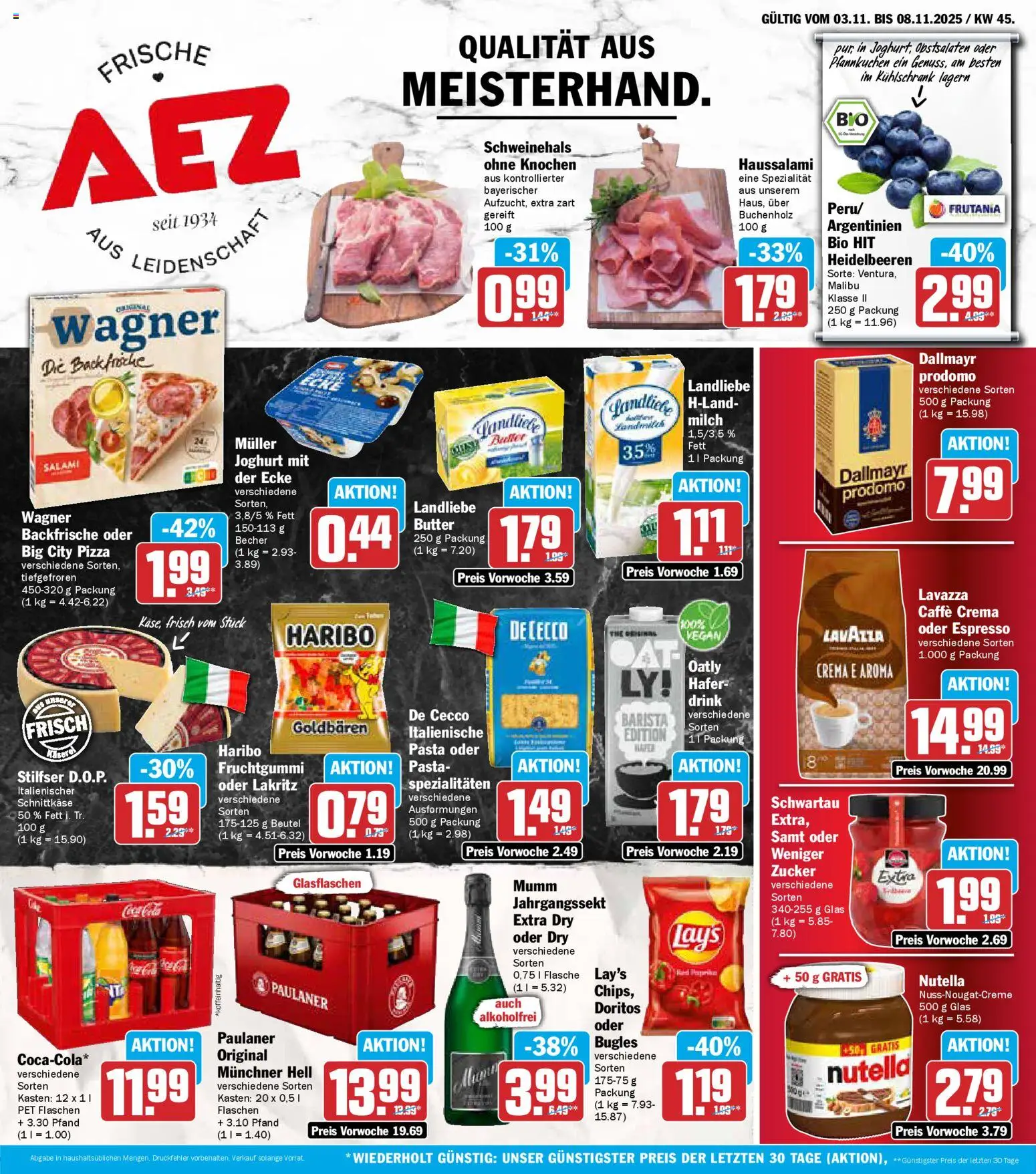 AEZ Prospekt 	 – gültig ab 03.11.2025 | Seite: 1 | Produkte: Butter, Oatly, Salami, Paulaner