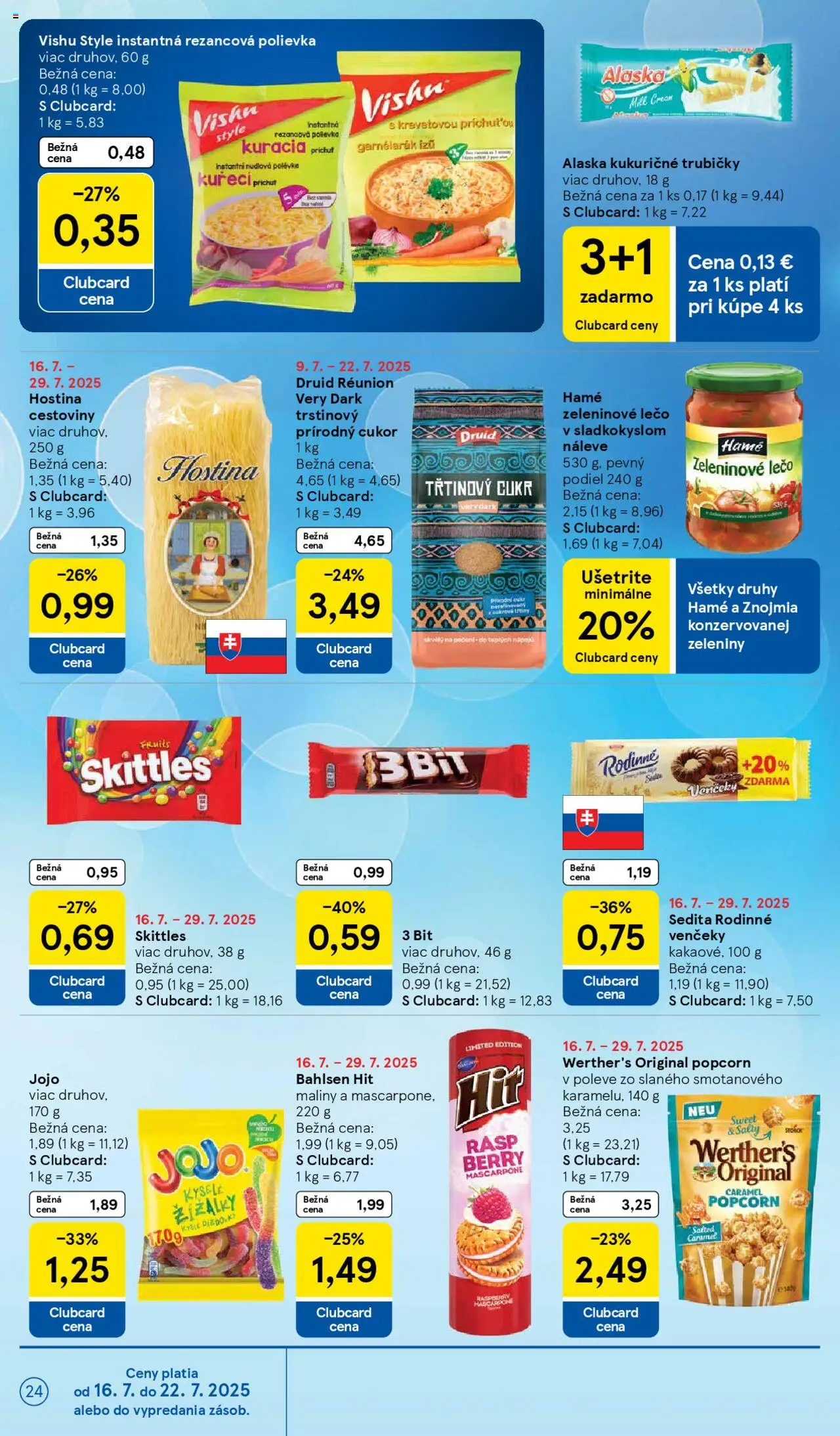 Tesco Hypermarket - leták │ platný od 16.07.2025 | Strana: 24 | Produkty: Cestoviny, Cukor, Mascarpone, Maliny
