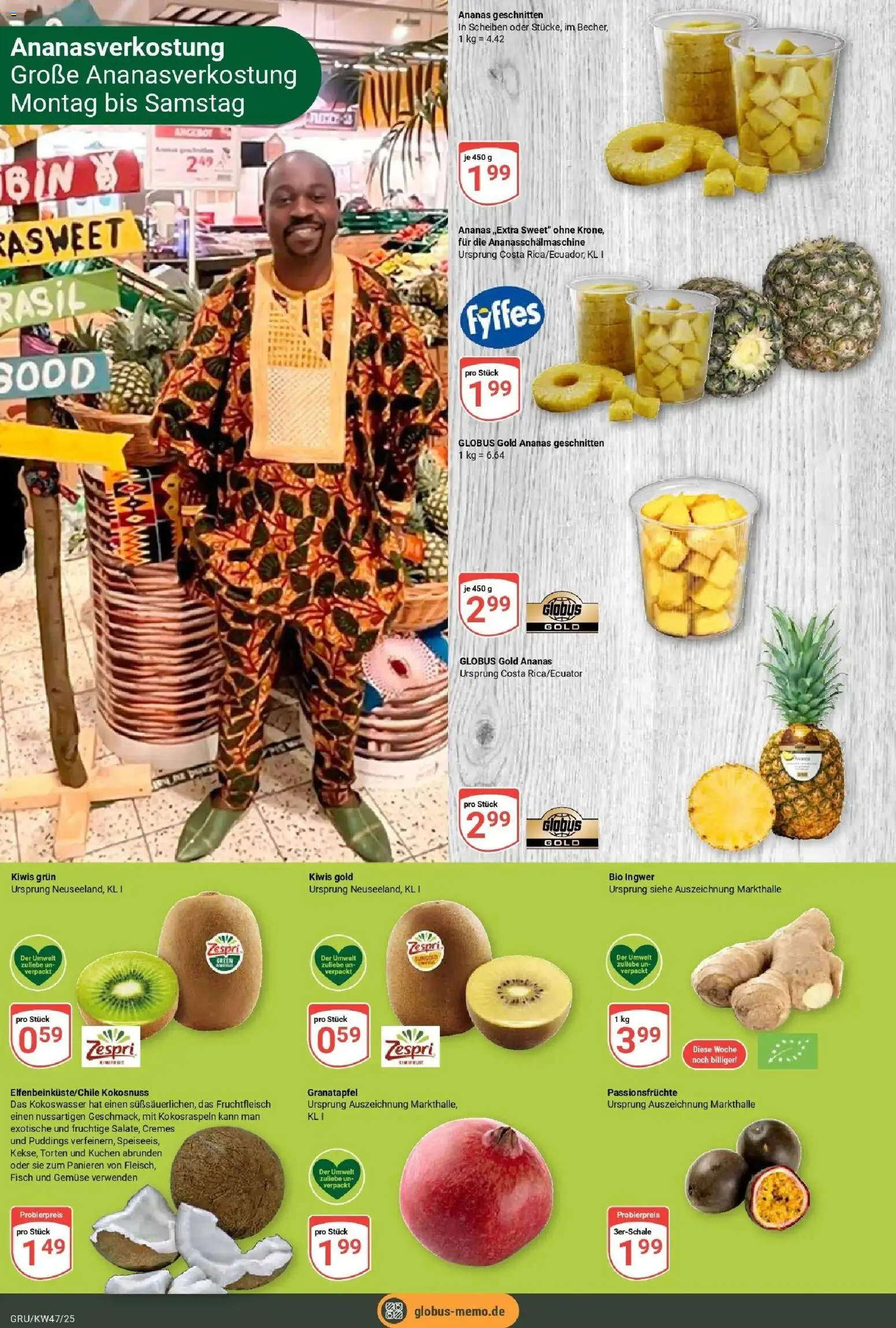 Globus prospekt Grünstadt	 – gültig ab 17.11.2025 | Seite: 7 | Produkte: Granatapfel, Ananas, Gemüse, Kuchen