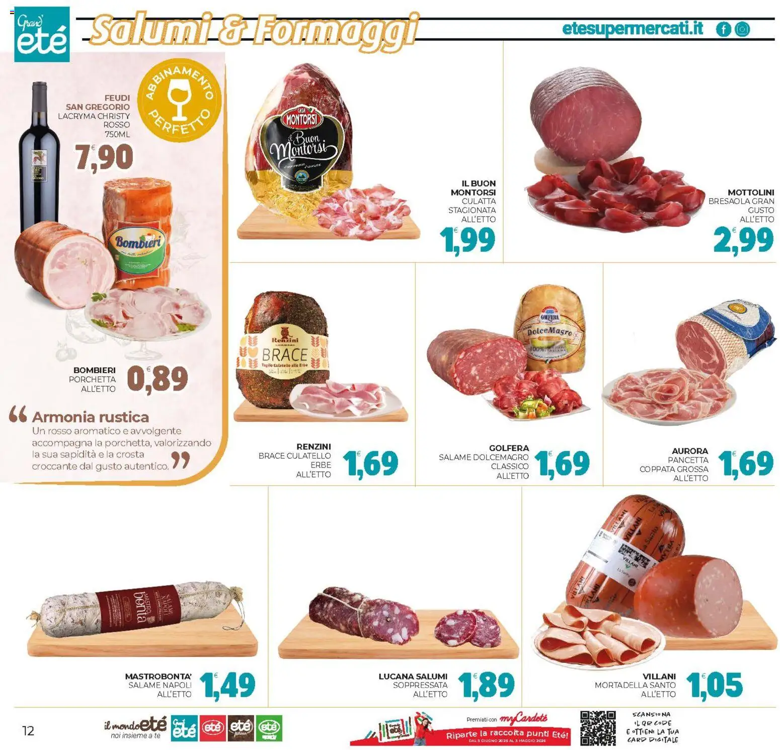 Volantino Eté del 02.12.2025 | Pagina: 12 | Prodotti: Porchetta, Salame, Bresaola, Pancetta