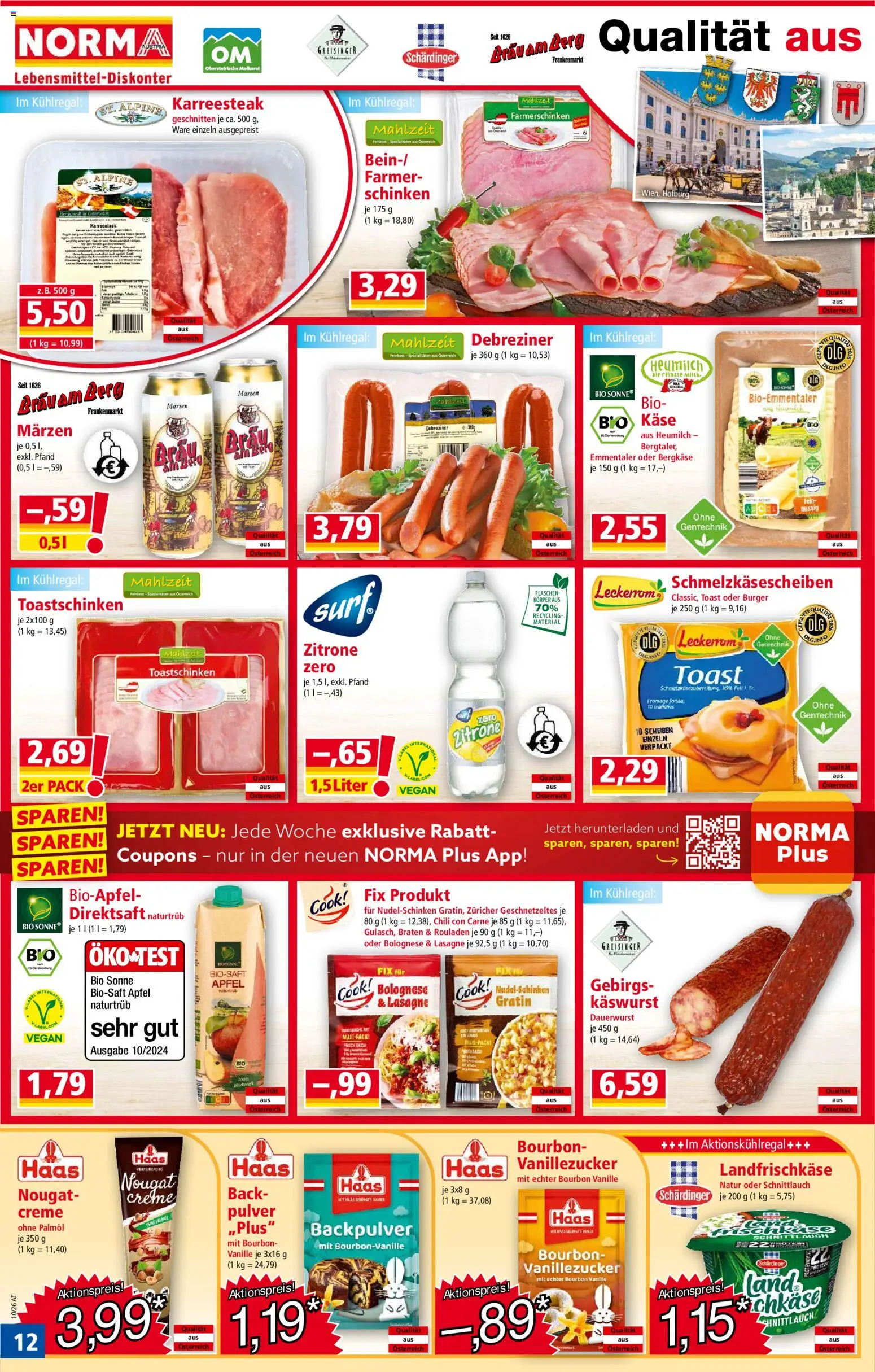 Norma Flugblatt gültig ab 02.03.2026 | Seite: 12 | Produkte: Käse, Creme, Schinken, Äpfel