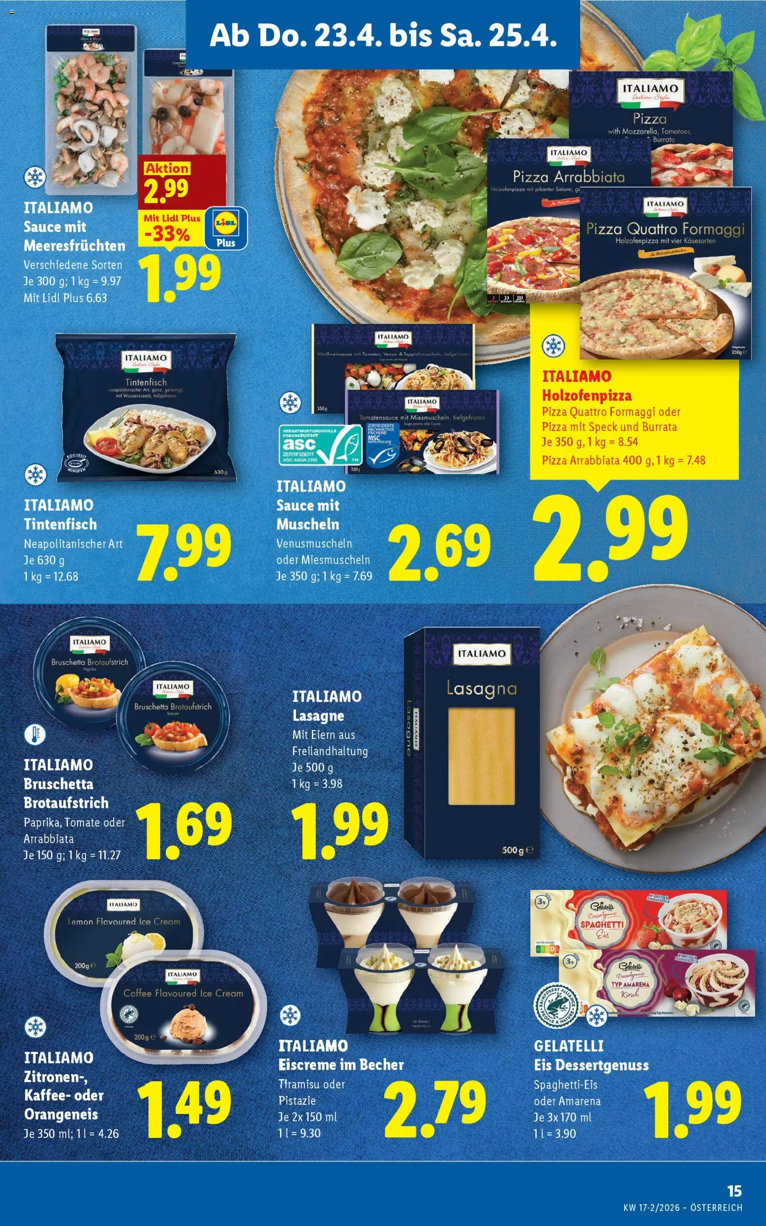 Lidl Flugblatt - Eisenstadt, Ebenfurth, Mattersburg gültig ab 23.04.2026 | Seite: 17 | Produkte: Rizsliszt, Eis, Hajdina liszt, Kaffee