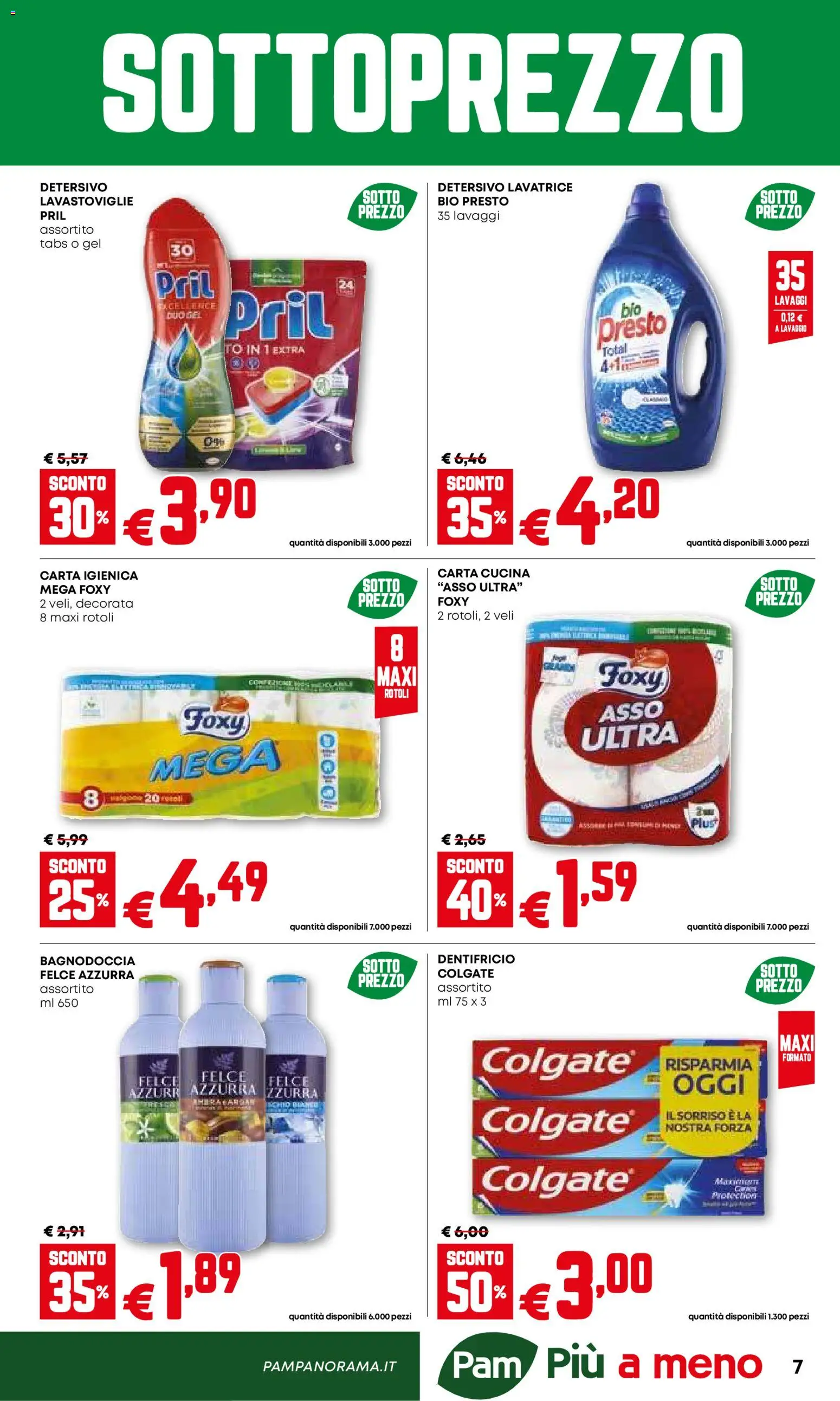 Volantino PAM del 26.02.2026 | Pagina: 7 | Prodotti: Carta igienica, Dentifricio, Lavatrice, Lavastoviglie
