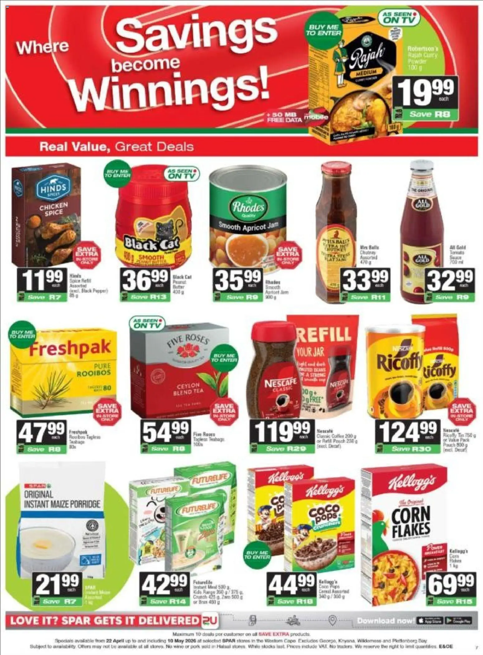 New Spar catalogue – valid from 22.04.2026 | Page: 7 | Products: Data, Jam, Chicken, Flakes