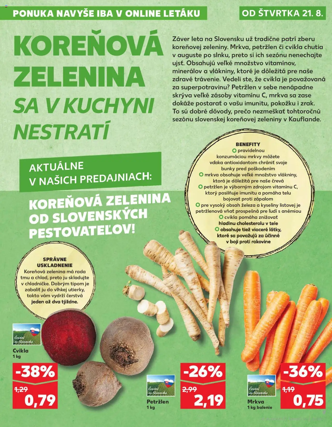 Kaufland Bratislava-Avion │ platný od 21.08.2025 | Strana: 9 | Produkty: Cvikla, Mrkva, Petržlen