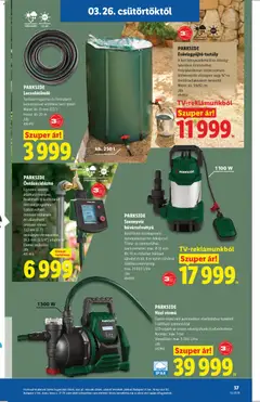 PARKSIDE Locsolótömlő, Tartósan rugalmas és formatartó keresztszövet-erősítésű kerti tömlő Méret: kb. 13 mm (1/2") Hossz: kb. 20 m - amely érvényes a következő dátumtól: 26.03.2026 | Oldal: 37