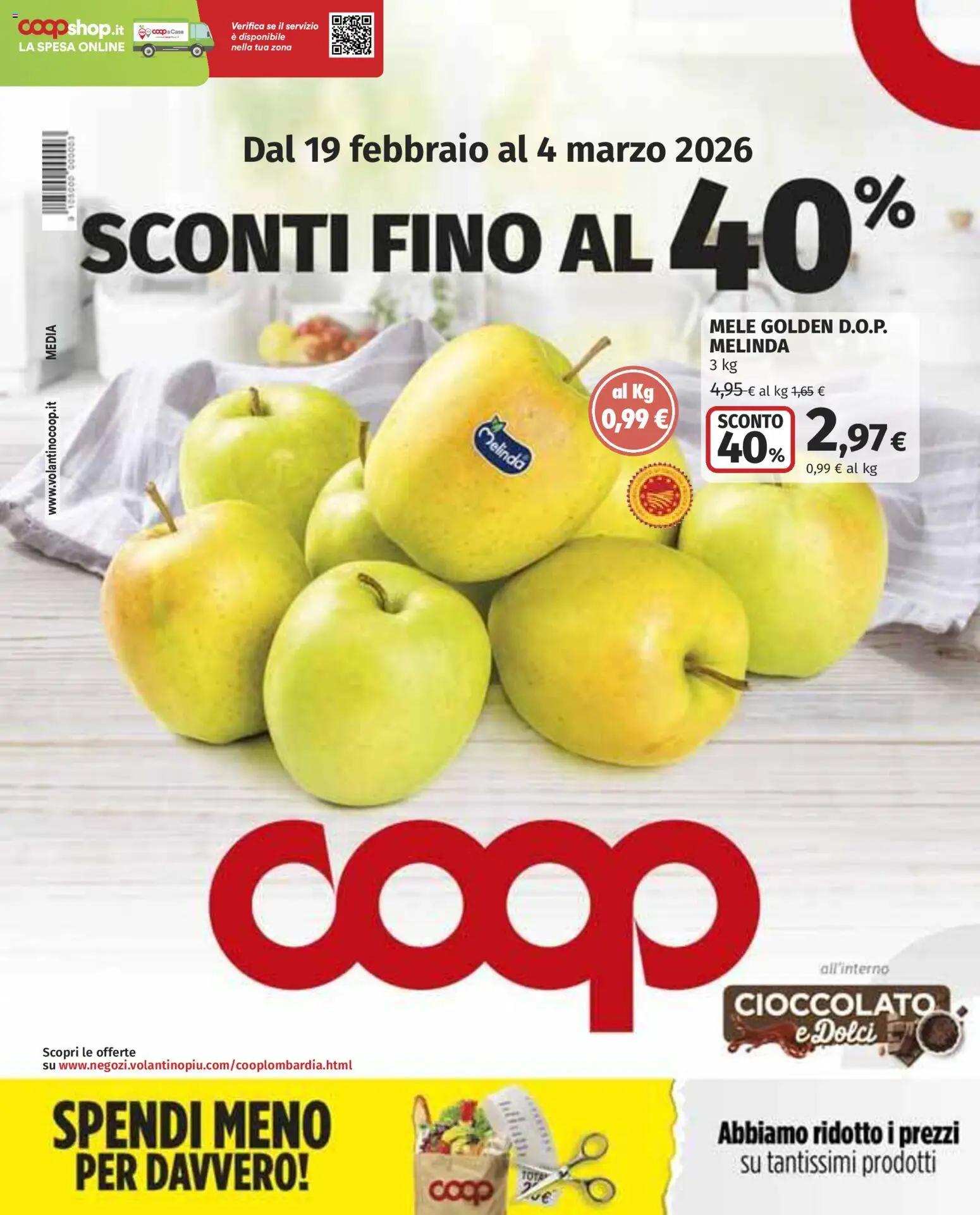Volantino COOP del 19.02.2026 | Pagina: 1 | Prodotti: Cioccolato, Mele