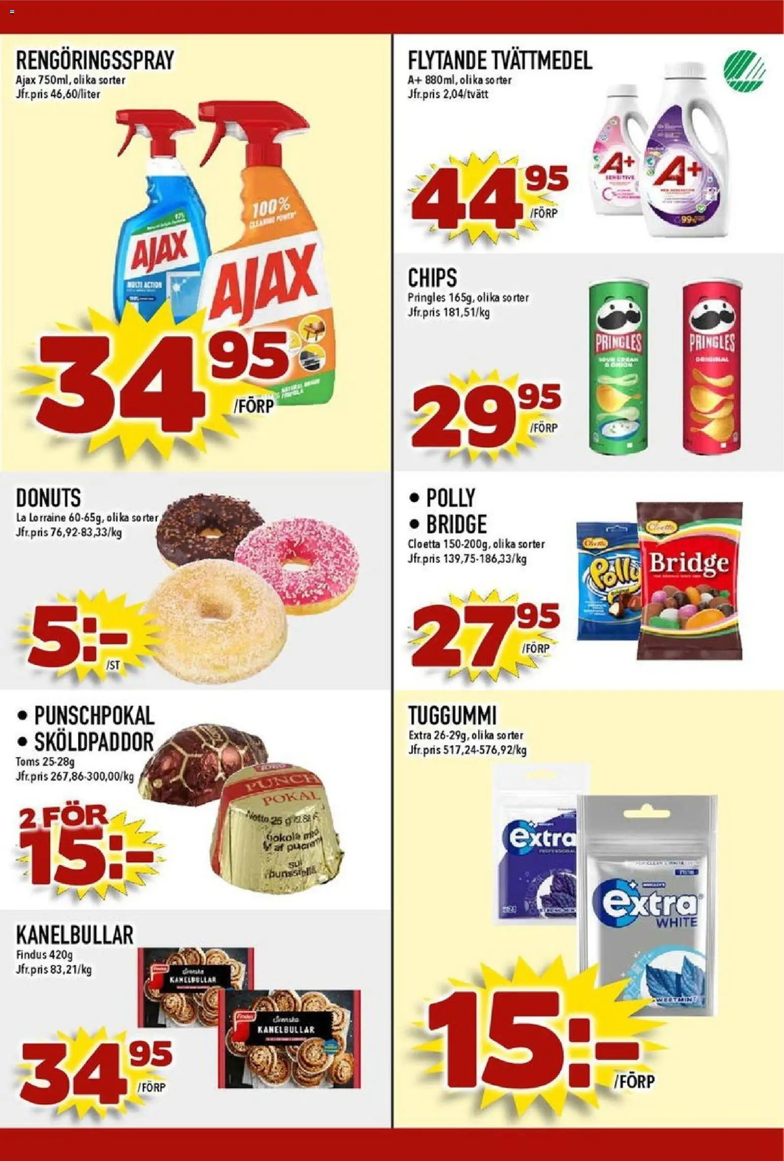 Nya Pulsen reklamblad aktuell från 24.11.2025 | Sida: 28 | Produkter: Tvättmedel, Chips, Rengöringsspray, Tuggummi