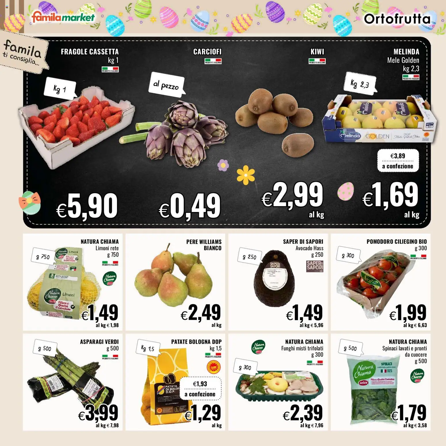 Volantino Famila del 26.03.2026 | Pagina: 6 | Prodotti: Kiwi, Spinaci, Carciofi, Asparagi