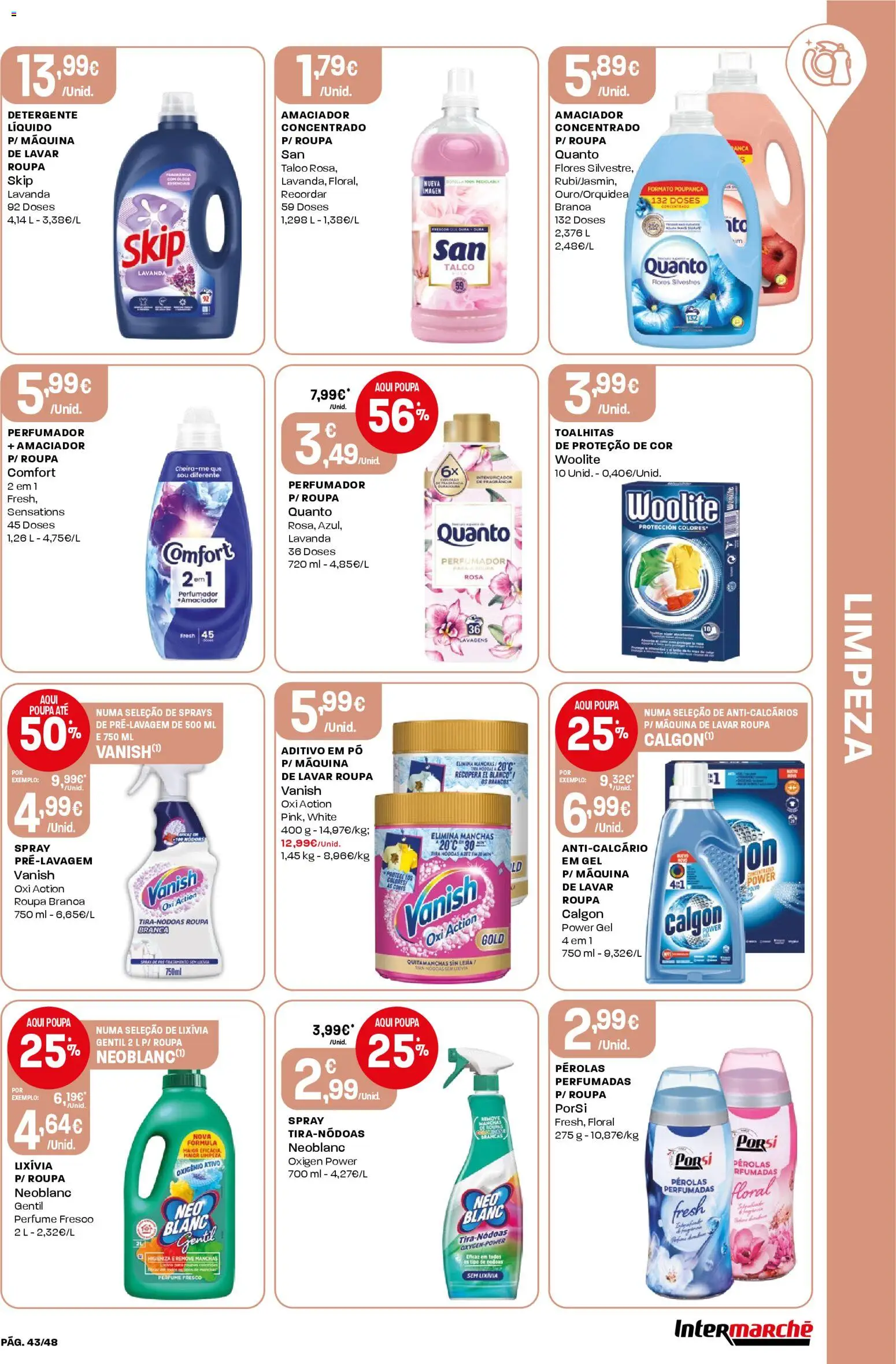 Intermarché folheto │ válido de 23.04.2026 | Página: 43 | Produtos: Máquina de lavar, Flores, Pó, Detergente