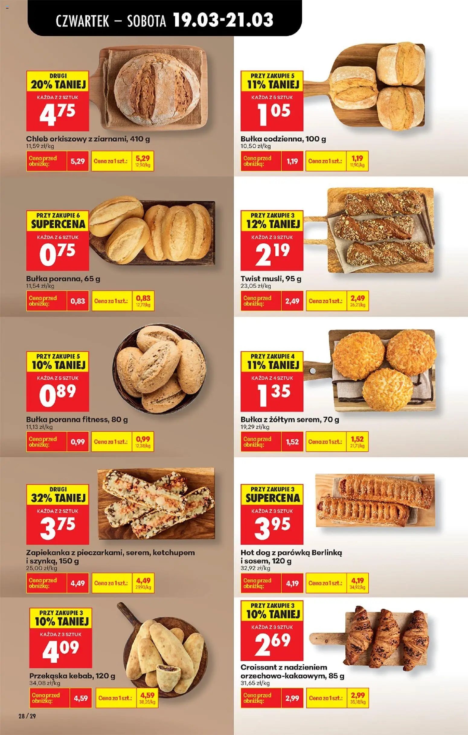Biedronka Polsko leták - Codziennie niskie ceny od 19.03.2026 | Strana: 38 | Produkty: Chléb, Hot dog, Croissant