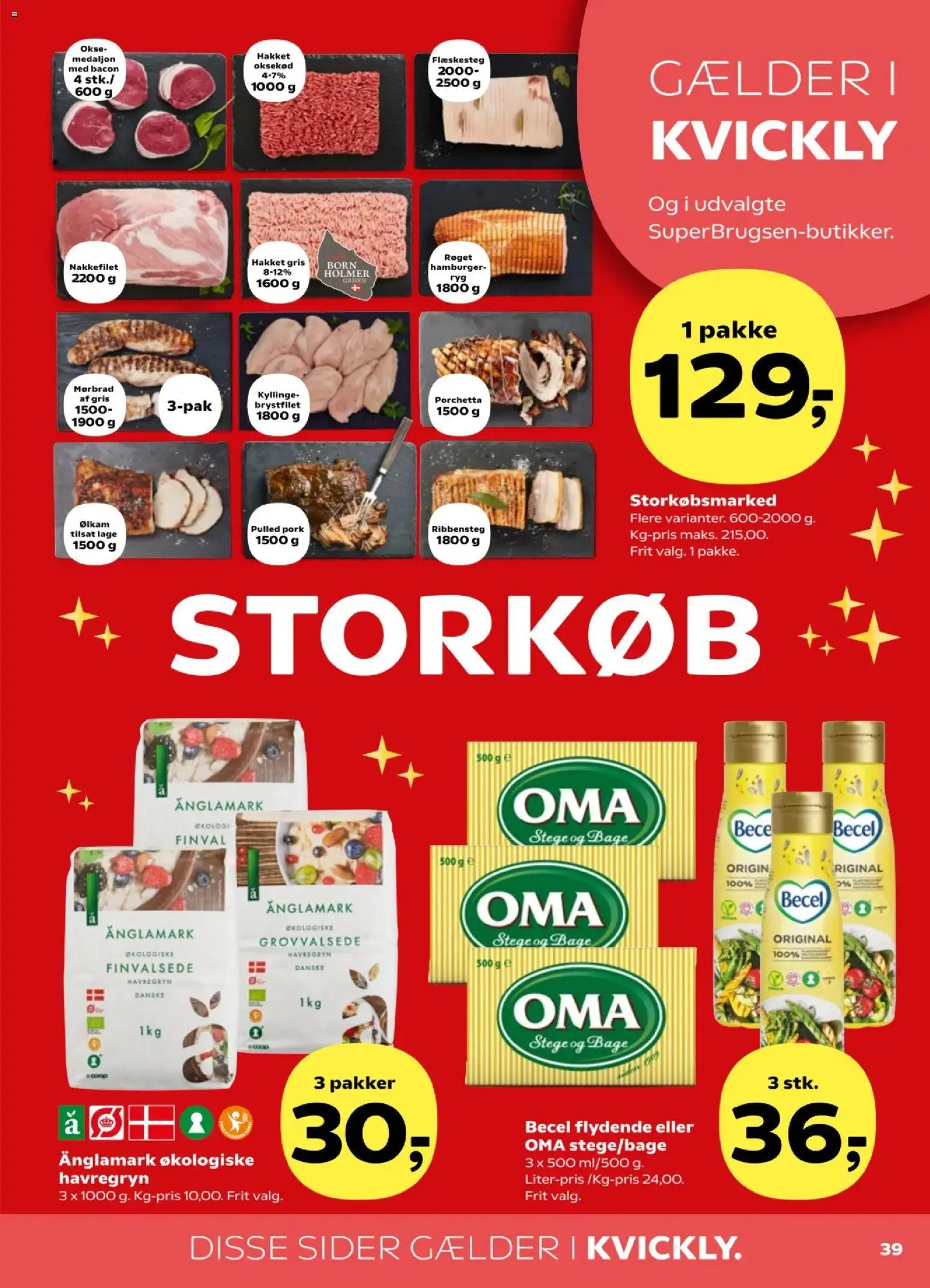 Kvickly tilbudsavis – gyldig fra 14.11.2025 | Side: 45 | Produkter: Oksekød, Havregryn, Nakkefilet, Bacon