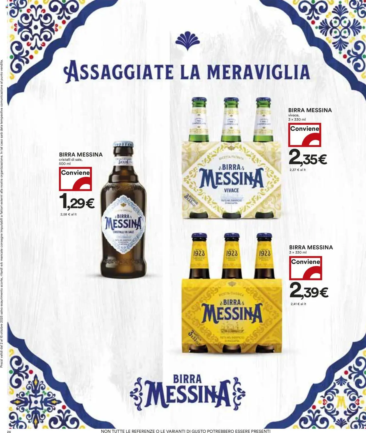 Volantino COOP del 02.10.2025 | Pagina: 24 | Prodotti: Birra, Sale, Data, Birra messina