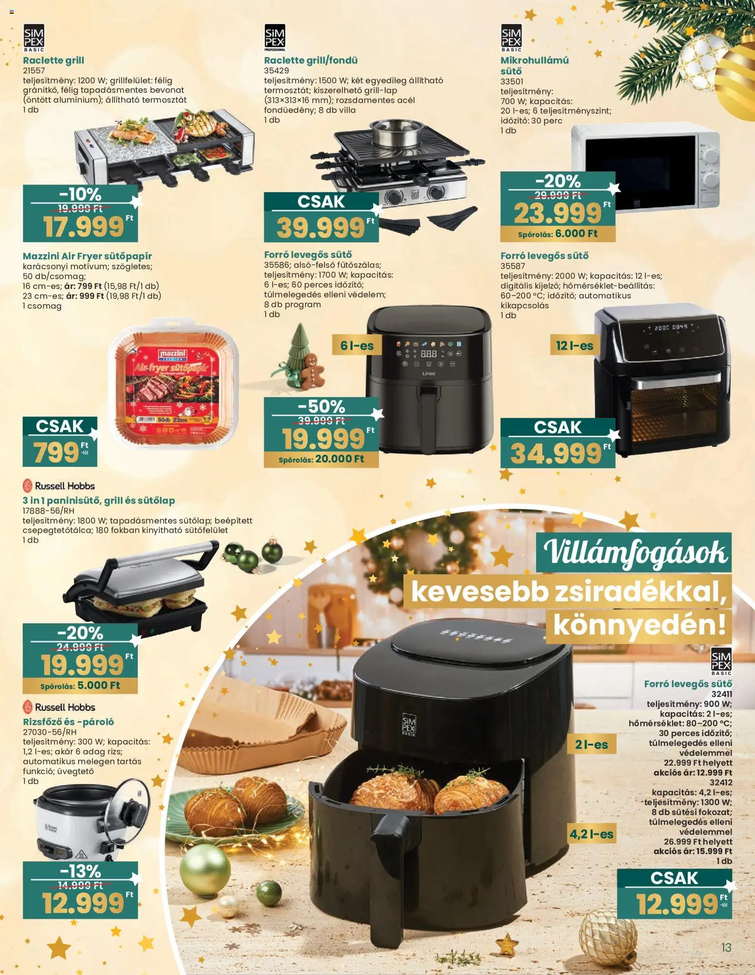 Interspar akciós ujság - amely érvényes a következő dátumtól: 20.12.2025 | Oldal: 13 | Termékek: Raclette, Sütő, Grill, Rizsfőző