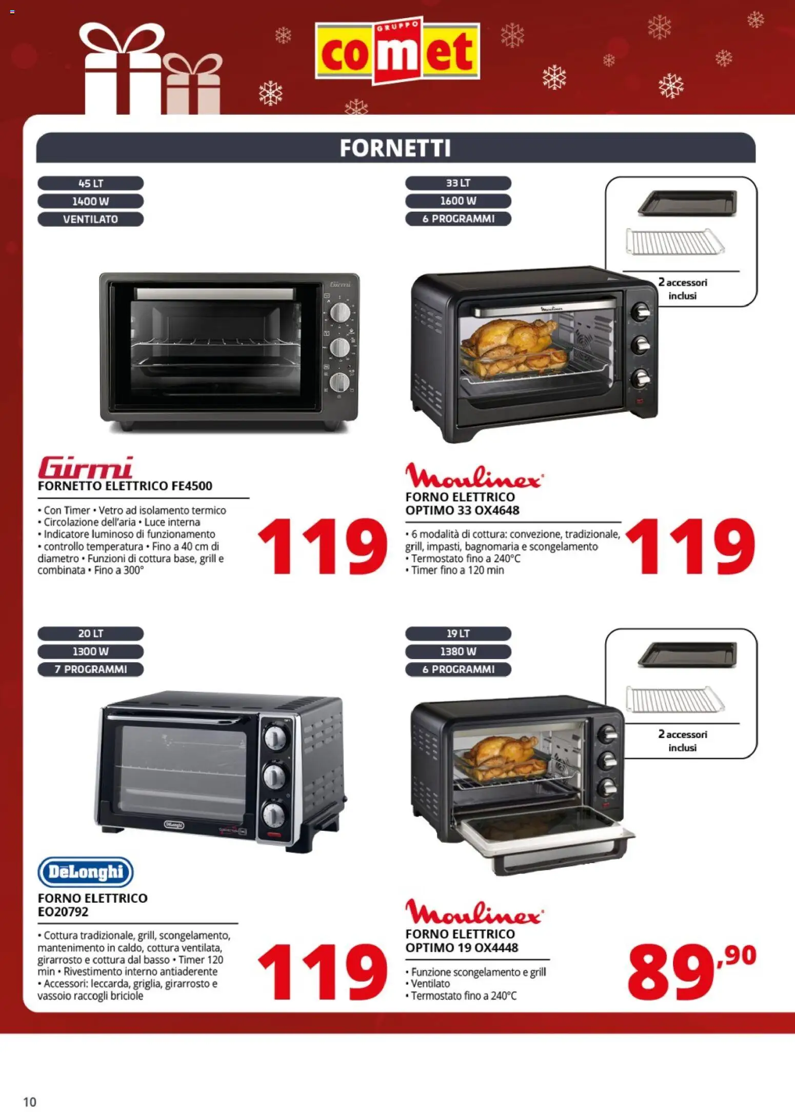 Volantino Comet del 01.12.2025 | Pagina: 10 | Prodotti: Fornetto, Forno, Vassoio, Forno elettrico