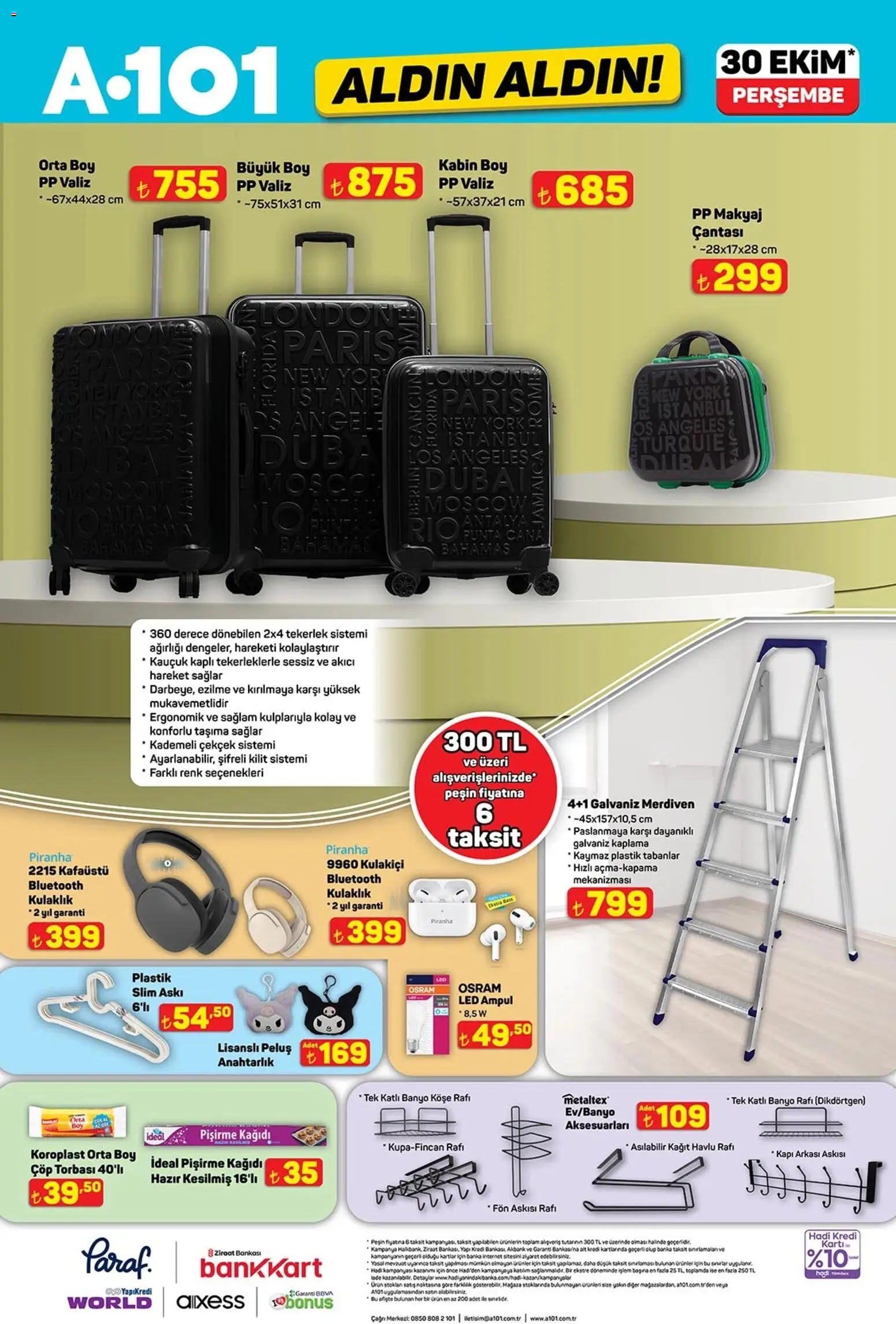 A101 Katalog Aldın Aldın - 30.10.2025 tarihinden itibaren geçerlidir | Sayfa: 11 | Ürünler: Çöp torbası, Banyo, Kağıt havlu, Kulaklık