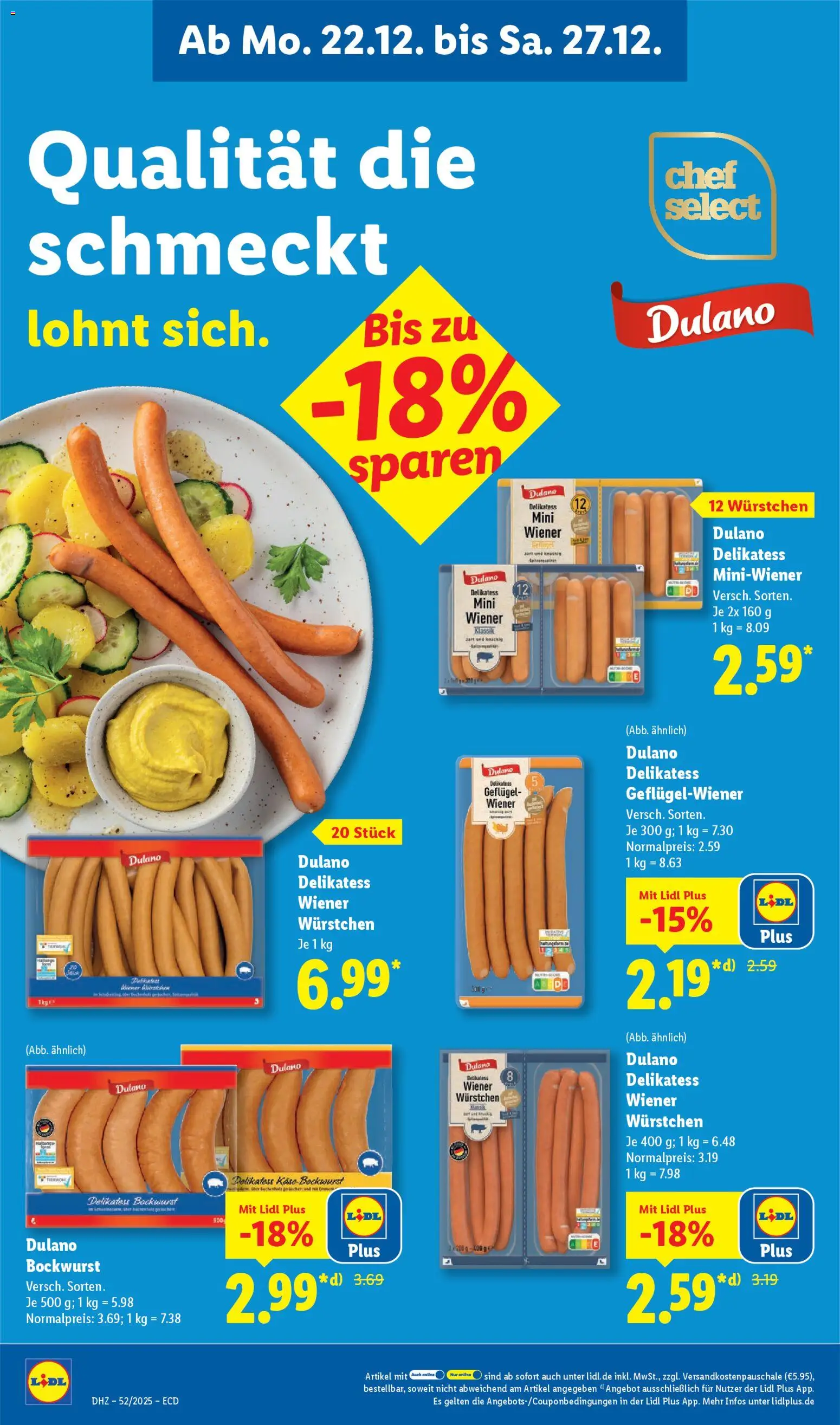 Lidl - Prospekt – gültig ab 22.12.2025 | Seite: 20 | Produkte: Bockwurst, Wiener wurstchen