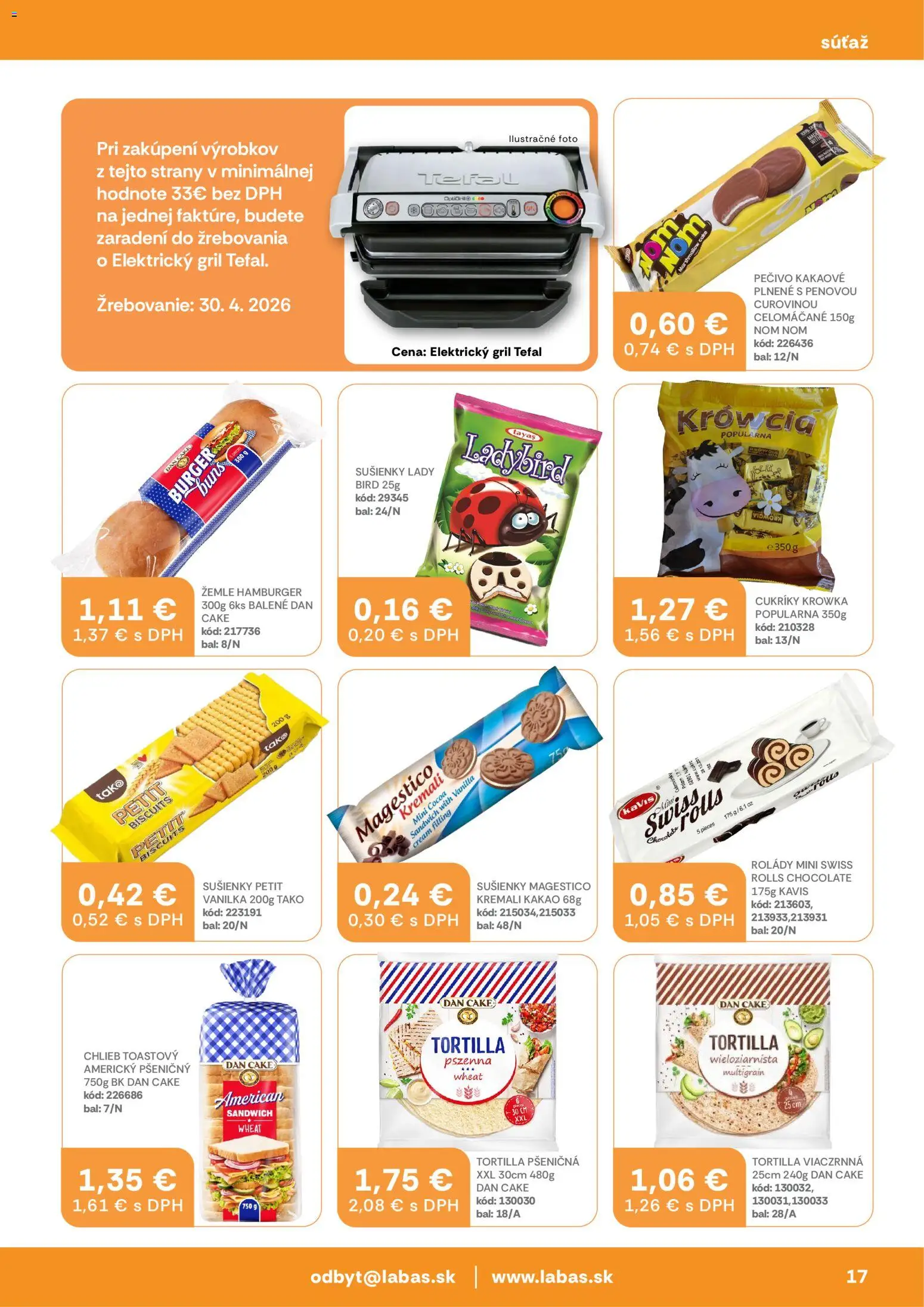 Nové Labaš akcie – leták je platný od 10.04.2026 | Strana: 17 | Produkty: Elektrický gril, Gril, Tortilla, Cukríky